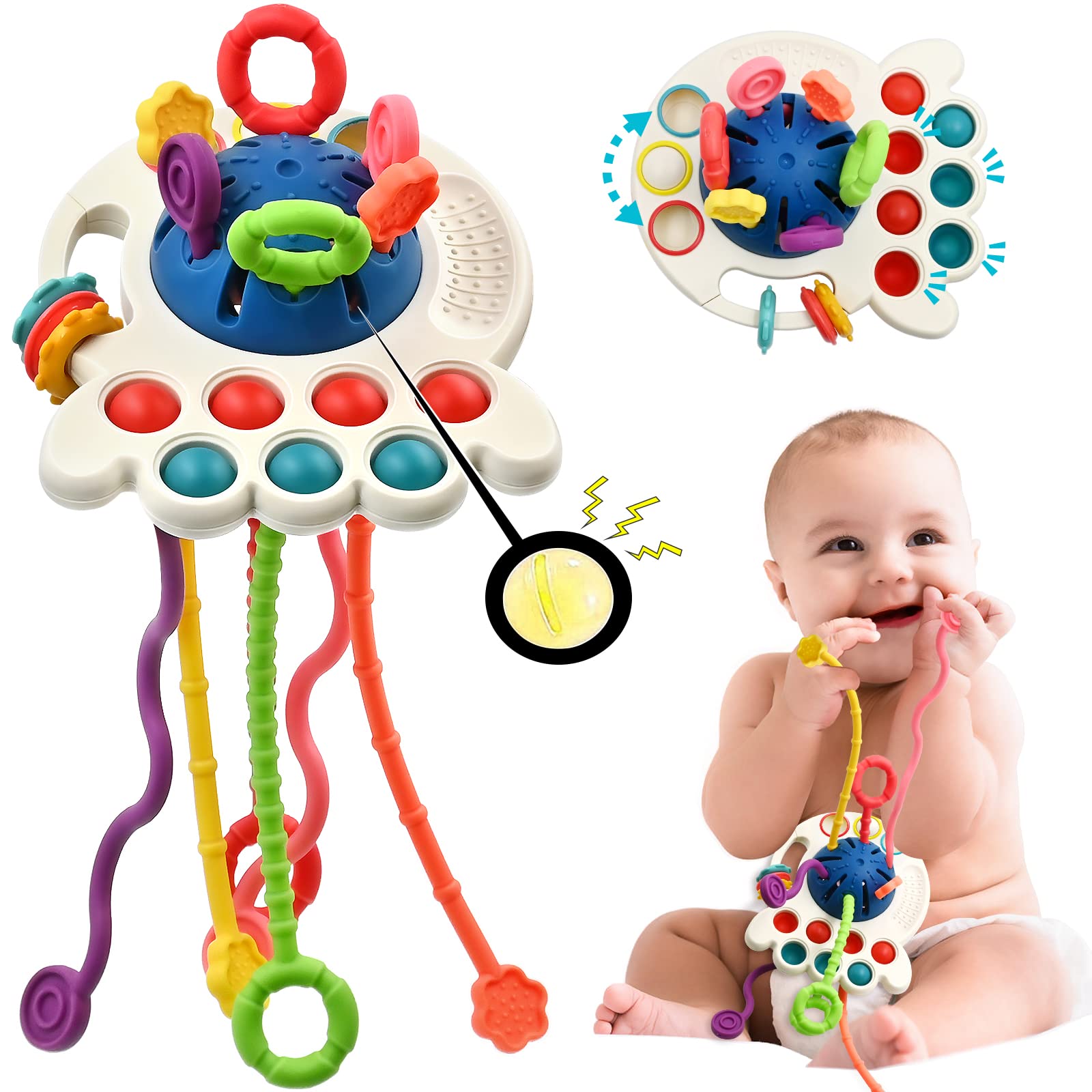 Montessori Baby Teething Toys for 6-12 Months - Soft Sensory Chew Toys for Infants | Travel & Educational Learning Toys for 1-2 Year Old Toddlers | Perfect Birthday Gift for Boys & Girls | Great for Soothing Sore Gums & Airplane Entertainment