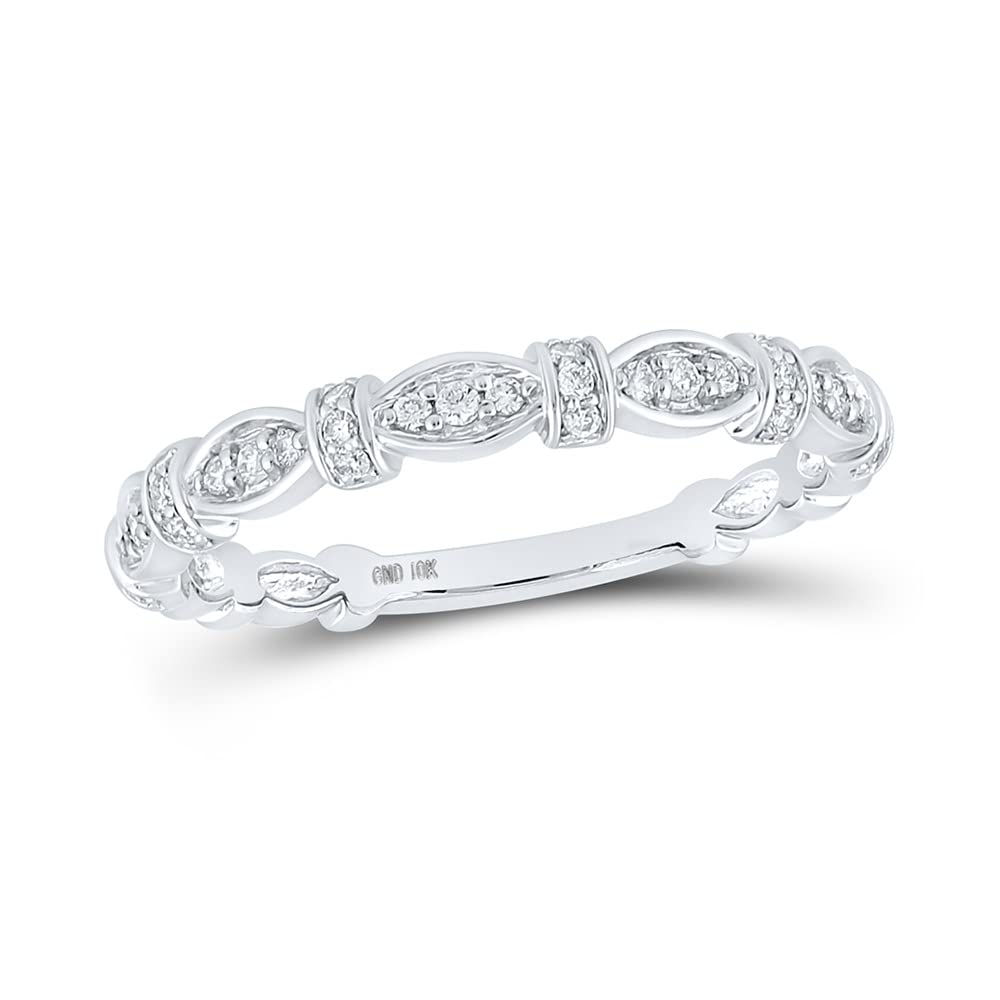 10K White Gold Women's Round Diamond Stackable Band Ring - 1/6 Cttw, Elegant Wedding & Anniversary Gift, Perfect for Stacking or Everyday Wear