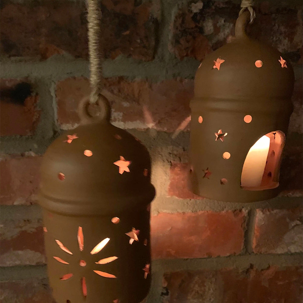 Handmade Terracotta Lantern - Rustic Outdoor & Indoor Decorative Lighting for Patio, Garden, or Home Decor