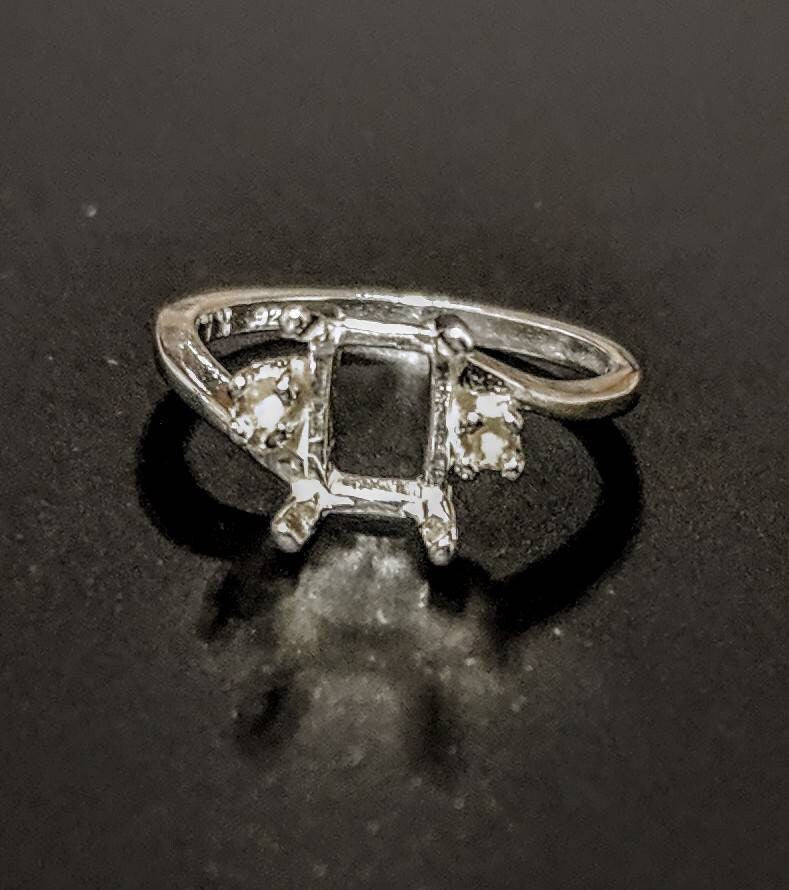 Solid Sterling Silver or 14K Gold 6x4mm to 12x10mm Emerald Cut Pre-Notched Blank Ring Size 5-8 for Engagement, Wedding, or Promise Ring Settings (Item #163532/143532) - Perfect for Jewelry Making and Custom Designs