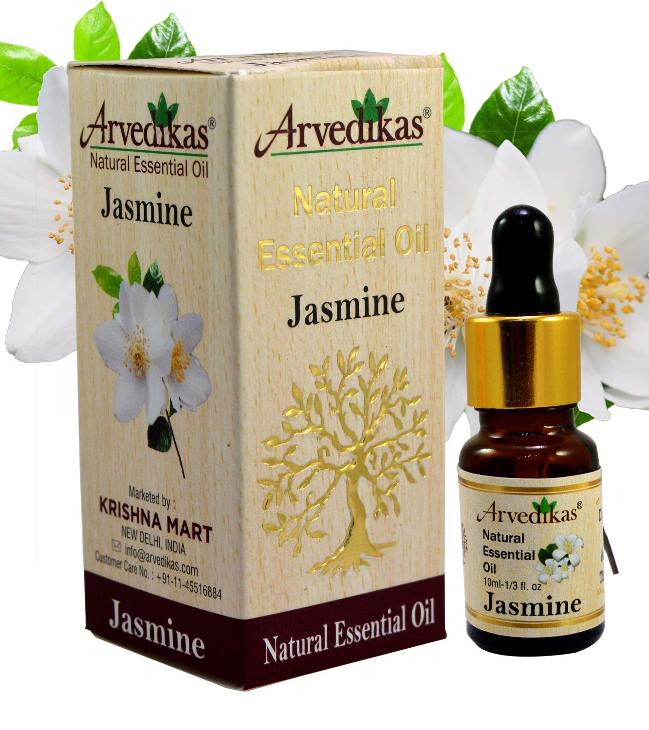 100% Pure Natural Jasmine Essential Oil - Undiluted & Uncut - 10ml for Aromatherapy, Massage & Skin Care | Premium Quality Therapeutic Grade Oil