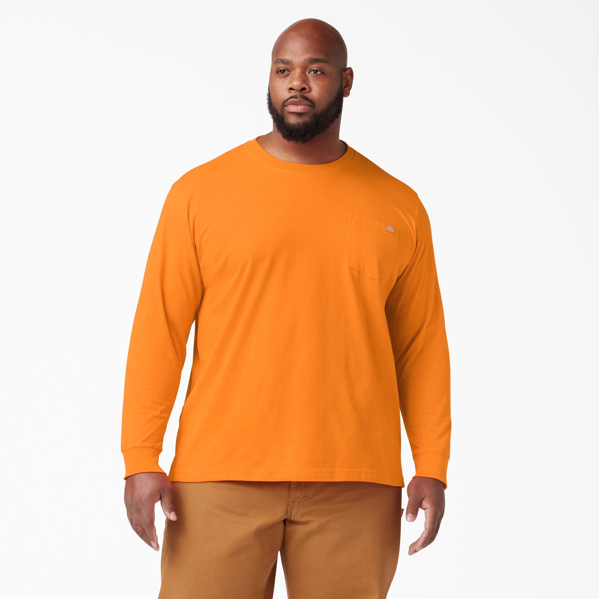 Dickies Men's Heavyweight Long Sleeve Crew Neck T-Shirt - Durable Workwear for Construction, Landscaping & Outdoor Activities