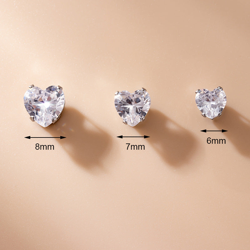6mm & 7mm Magnetic Surgical Steel Heart Earrings - Non Piercing Studs for Sensitive Ears | HSPJ782 | Perfect for Daily Wear, Work & Special Occasions