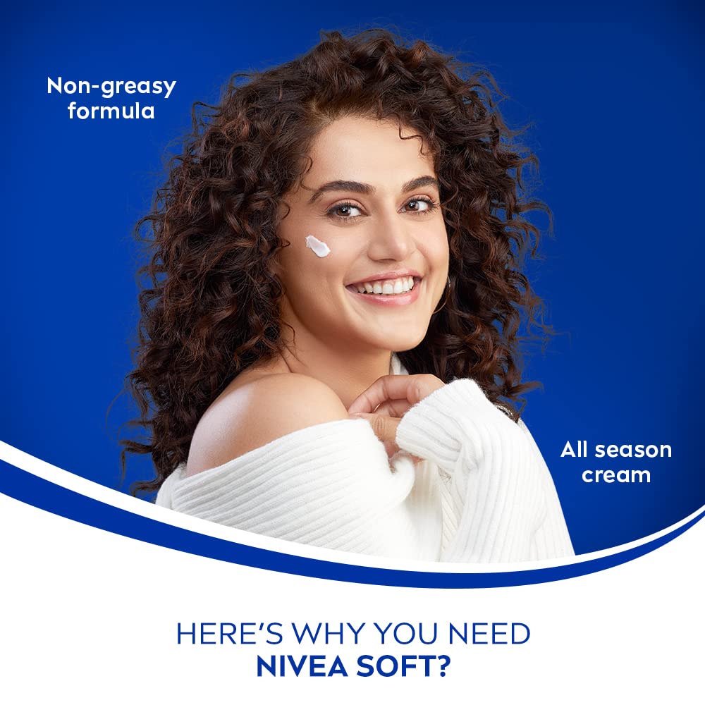NIVEA Soft Light Moisturizing Cream 200ml - Playful Peach Scent | Face, Hand & Body Lotion with Vitamin E & Jojoba Oil | Non-Greasy Hydration for All Skin Types | Perfect for Daily Use, Travel & Dry Skin Care