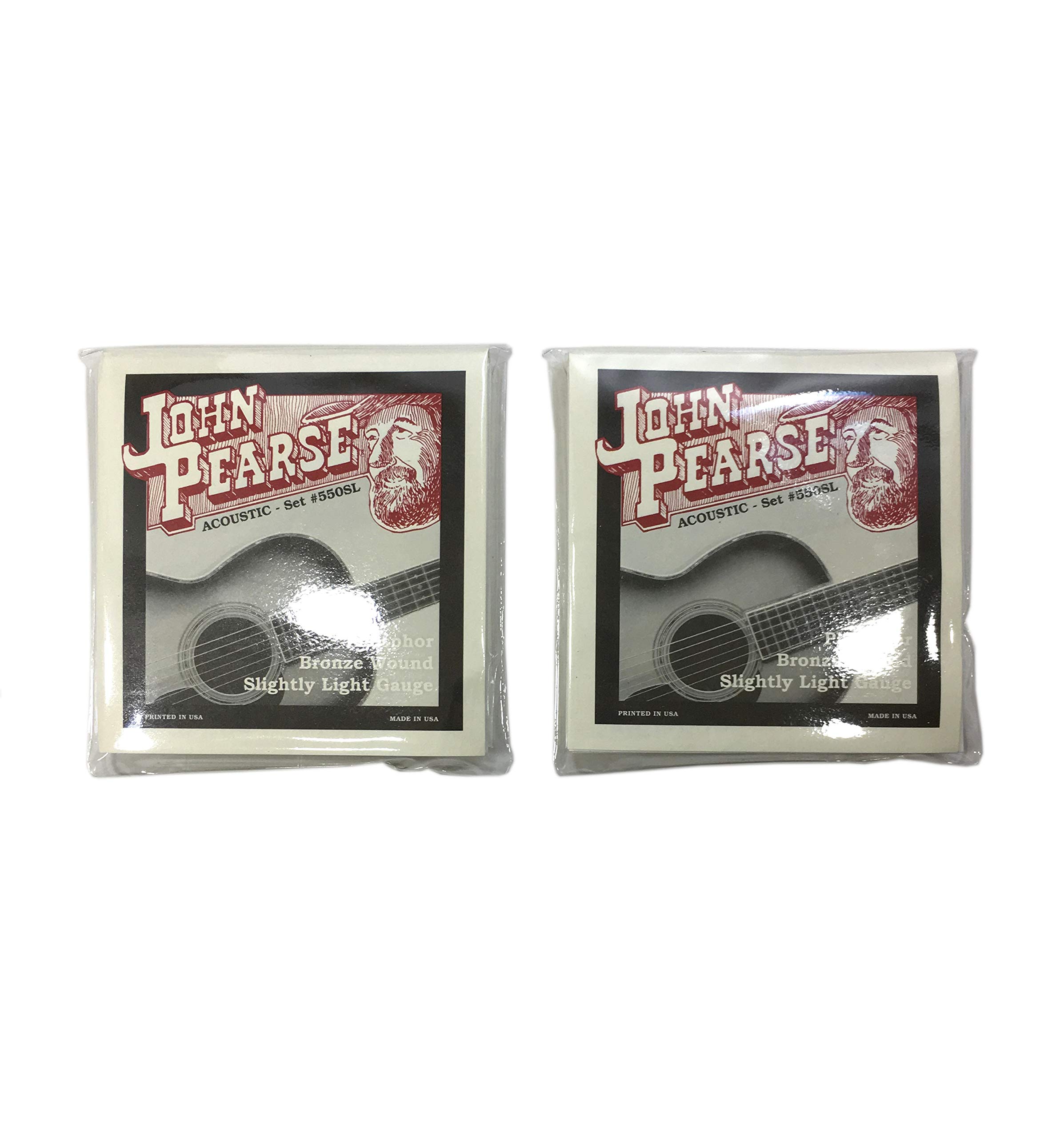 John Pearse 550SL Phosphor Bronze Acoustic Guitar Strings - Slightly Light Gauge (2-Pack) | Perfect for Folk, Blues & Fingerstyle Playing