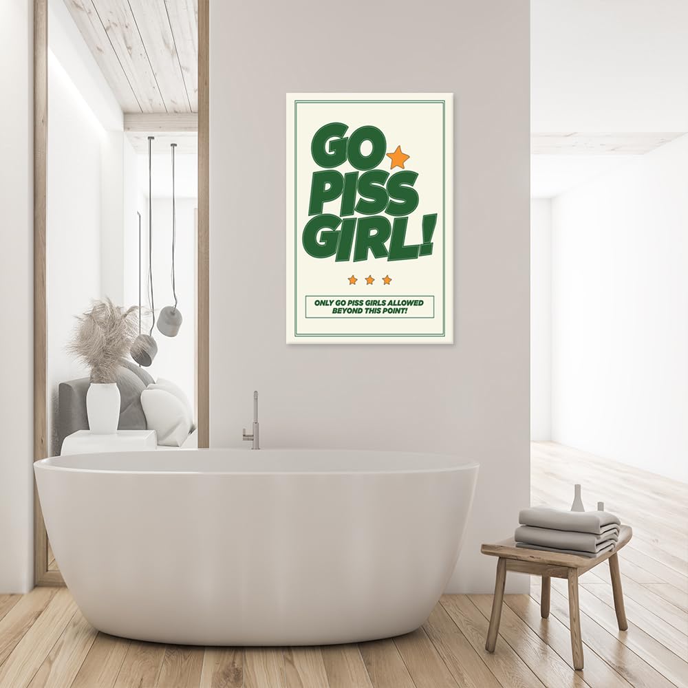 DFAIUY Go Piss Girl Art Print Poster - Funny Wall Decor for Girls Room, College Dorm, Apartment & Office - Unframed Canvas Art 12x16in - Perfect Gift for Women & Teens - Great for Home, Cafes, Pubs & Clubs