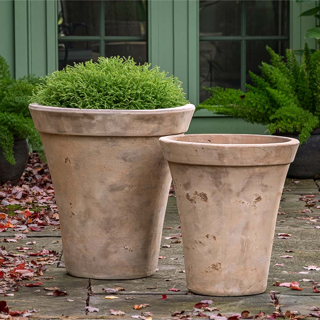 Campania International Usuki Planter Set of 2 - Antico Terra Cotta Flower Pots for Indoor/Outdoor Plants - Perfect for Home Garden, Patio, and Balcony Decor