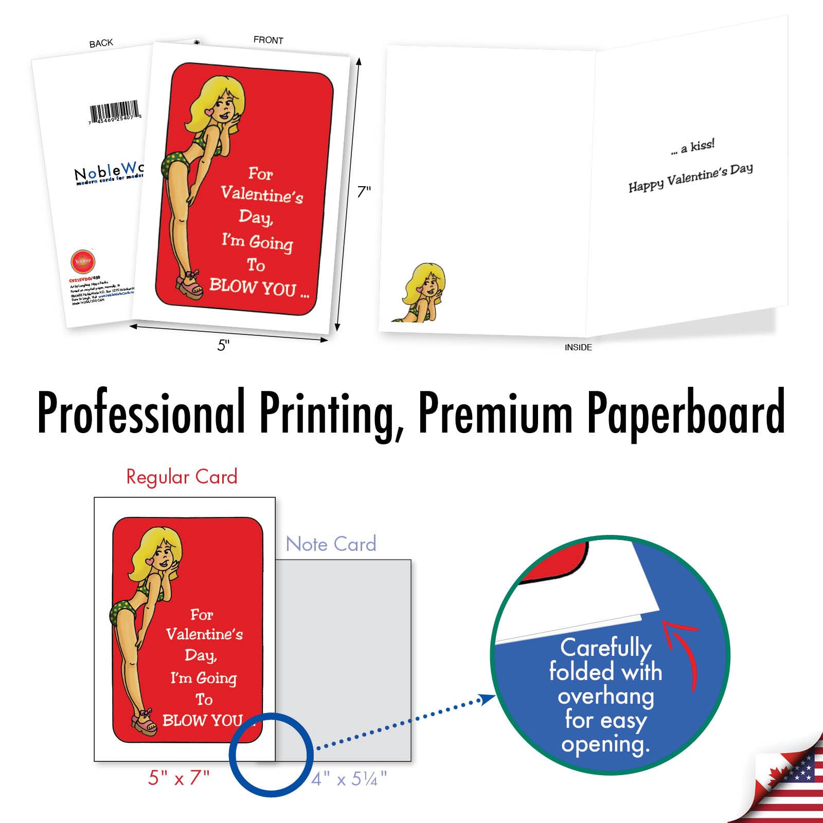 Funny Valentine's Day Card for Adults - Naughty Humorous Greeting Card for Spouse with Envelope (Blow a Kiss Design C9215VDG) - Perfect for Romantic Gifts, Couples & Anniversary Celebrations