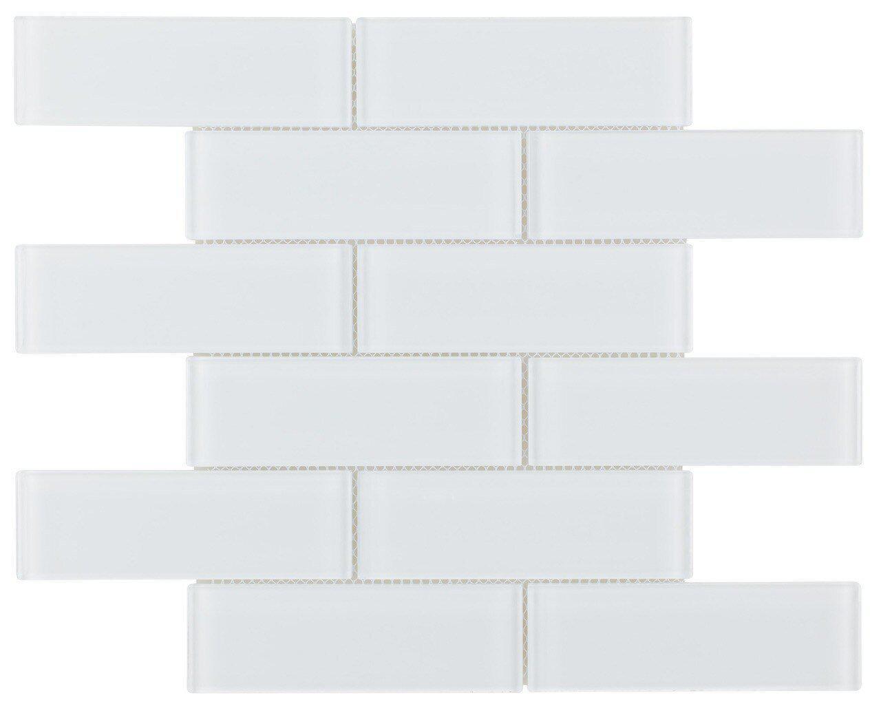 Premium Extra White Glass Subway Tile 2x6 - Perfect for Kitchen Backsplash, Bathroom Walls & Modern Home Decor
