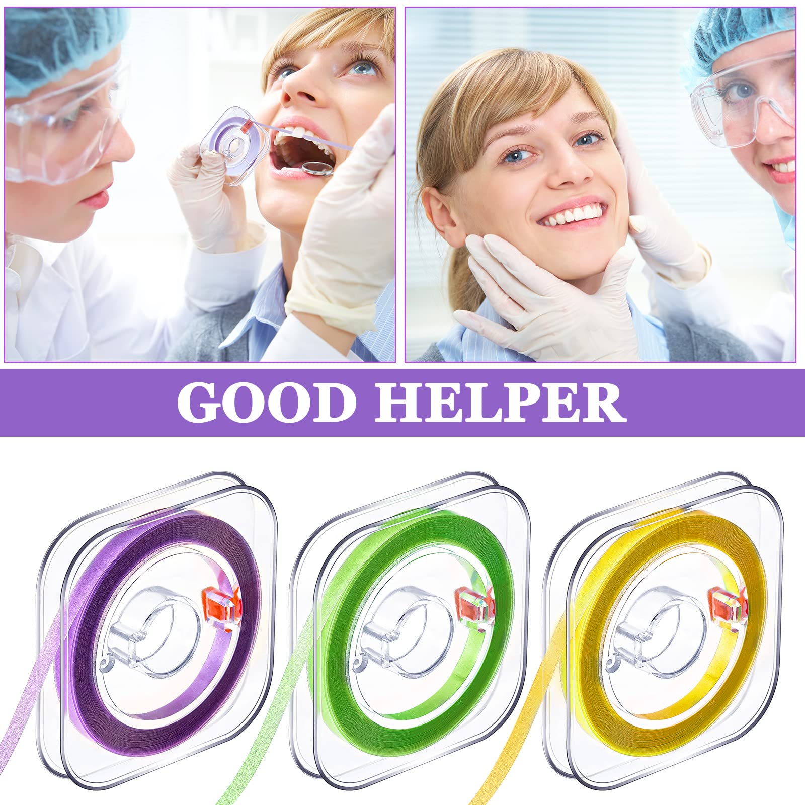Amylove Dental Polishing Strips 3 Rolls - 4mm x 6m Teeth Sanding & Grinding Tool for Deep Cleaning - Coarse, Fine, Medium Grit Multi-Color Abrasive Strips - Perfect for Teeth Whitening, Stain Removal & Oral Care at Home or Dental Office