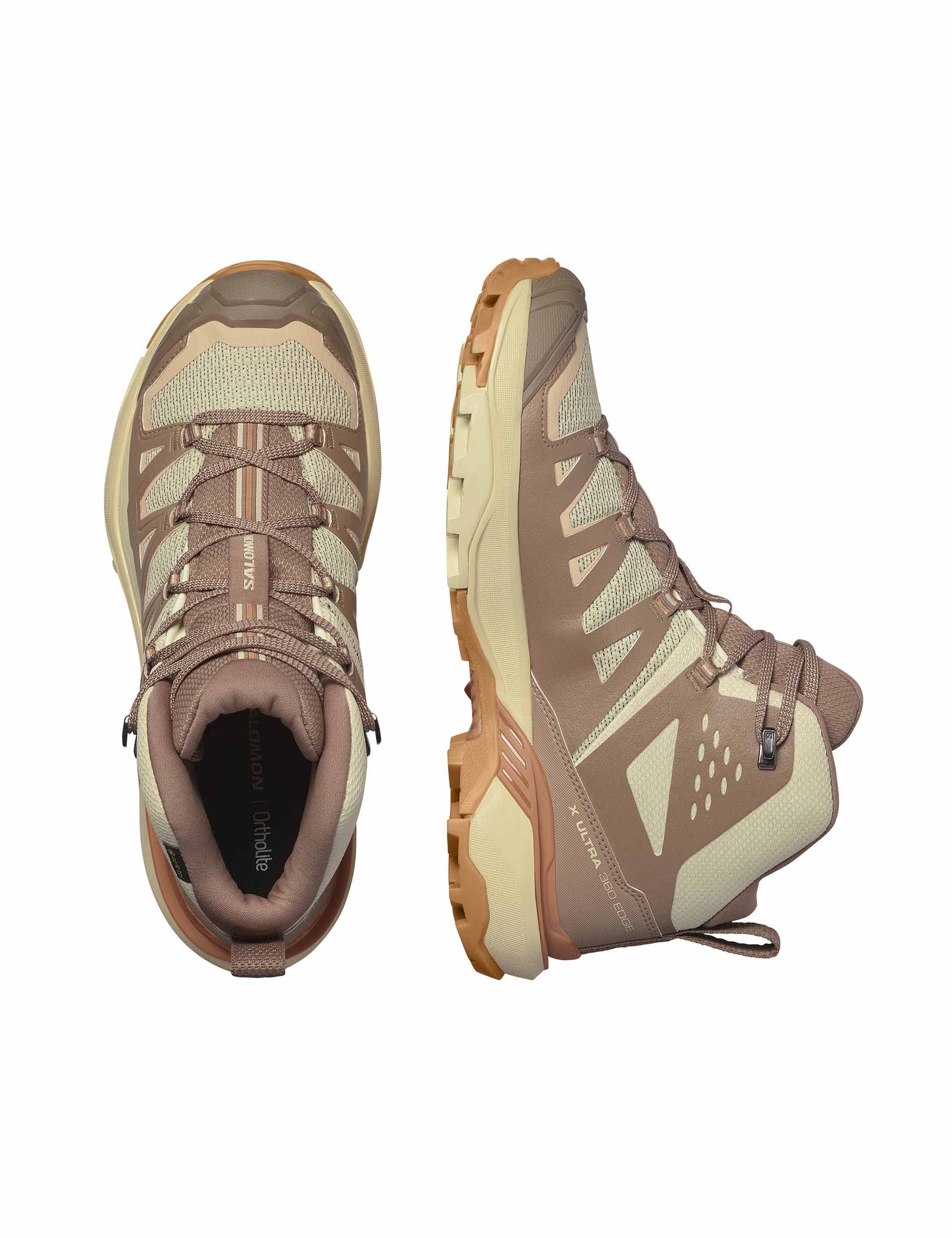 X Ultra 360 Edge Mid Gore-Tex Waterproof Hiking Boots for Men - Shortbread/Raw Umber/Prairie Sunset - Lightweight & Durable for Outdoor Adventures, Trail Running & Mountain Climbing