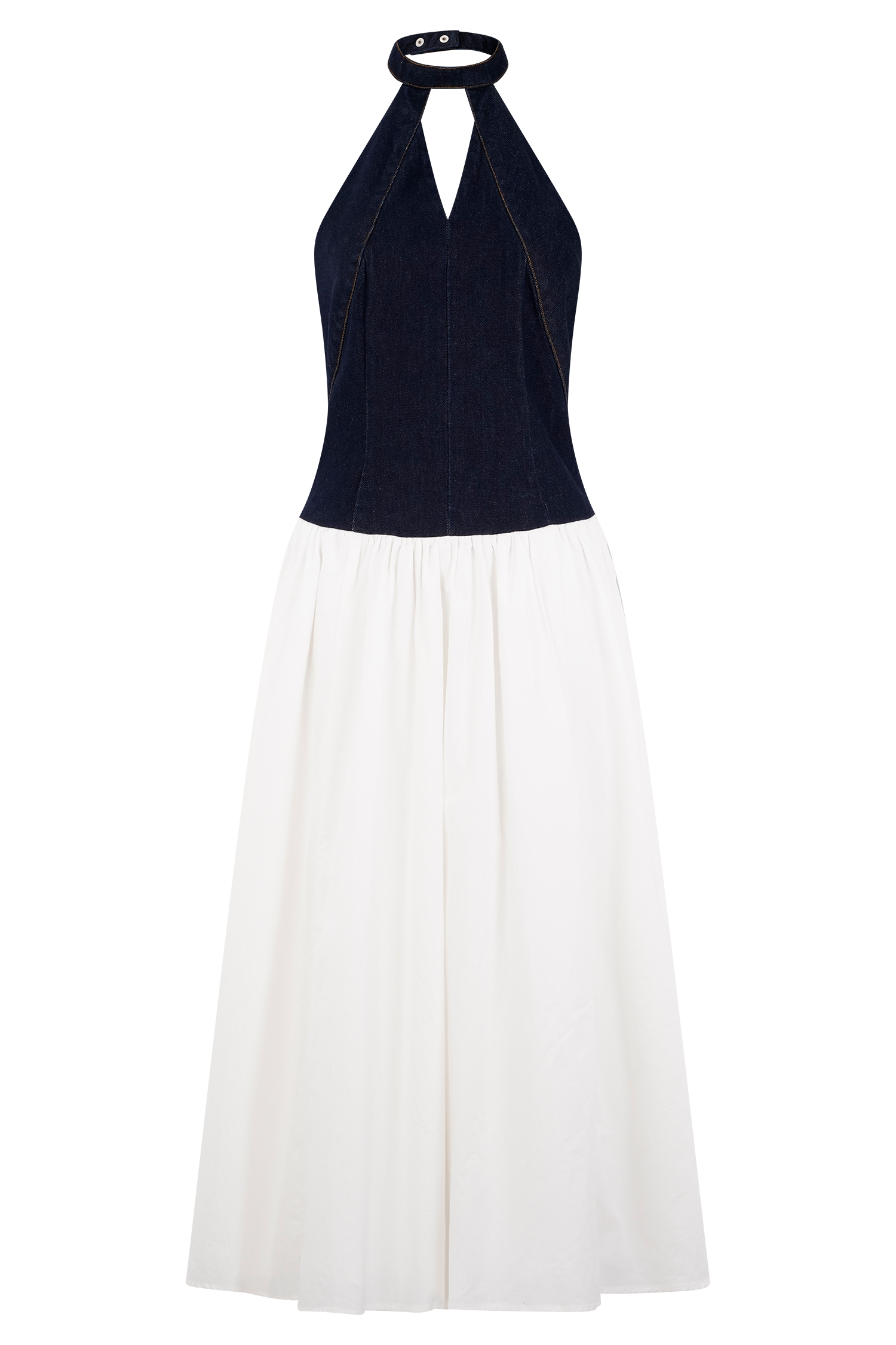 Ashwin Women's Denim Cotton Midi Dress - Indigo Blue Casual Dress for Summer, Fall, and Spring | Perfect for Work, Date Night, and Weekend Outings