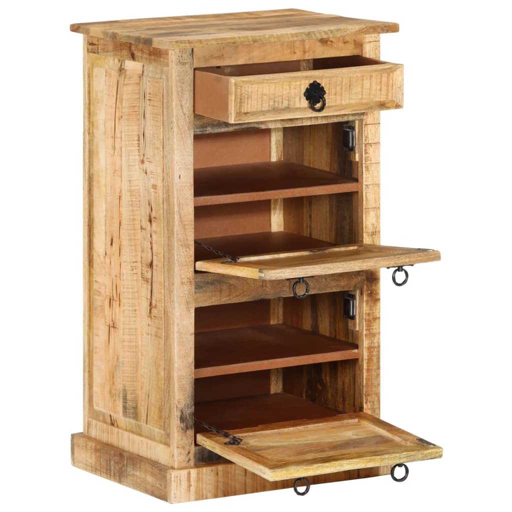 Antique-Style 4-Tier Shoe Cabinet with Drawers - Freestanding Shoe Rack Organizer for Entryway, Solid Mango Wood Storage Solution for Shoes & Accessories - Perfect for Hallway, Closet & Bedroom Organization
