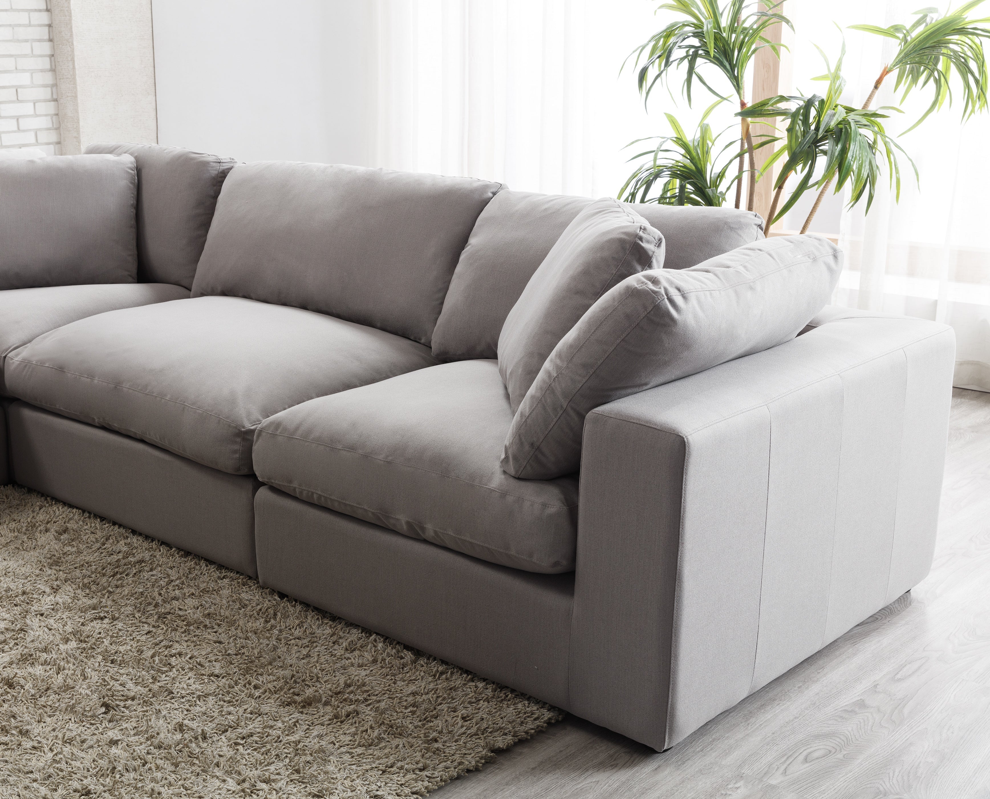 Rivas Modern Feather Fill 4-Piece Modular Sectional Sofa in Graphite - Perfect for Living Room, Lounge & Family Room Comfortable Seating