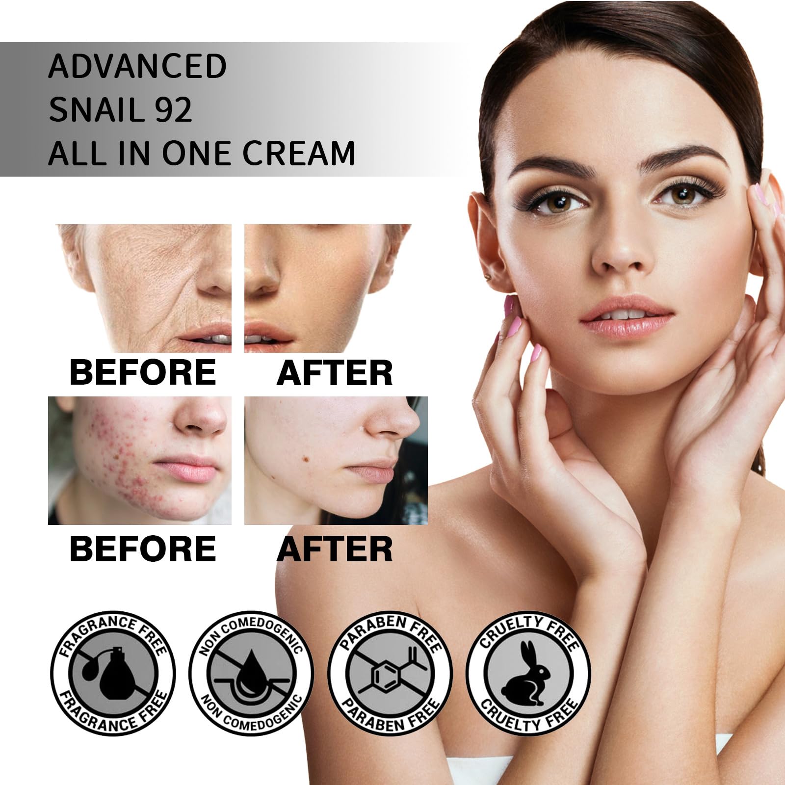 Premium Snail Mucin Collagen Face Cream - 100g Anti-Aging, Moisturizing & Brightening Treatment with Repairing Properties | For Dry Skin, Wrinkles & Dark Spots | Day & Night Skincare Routine
