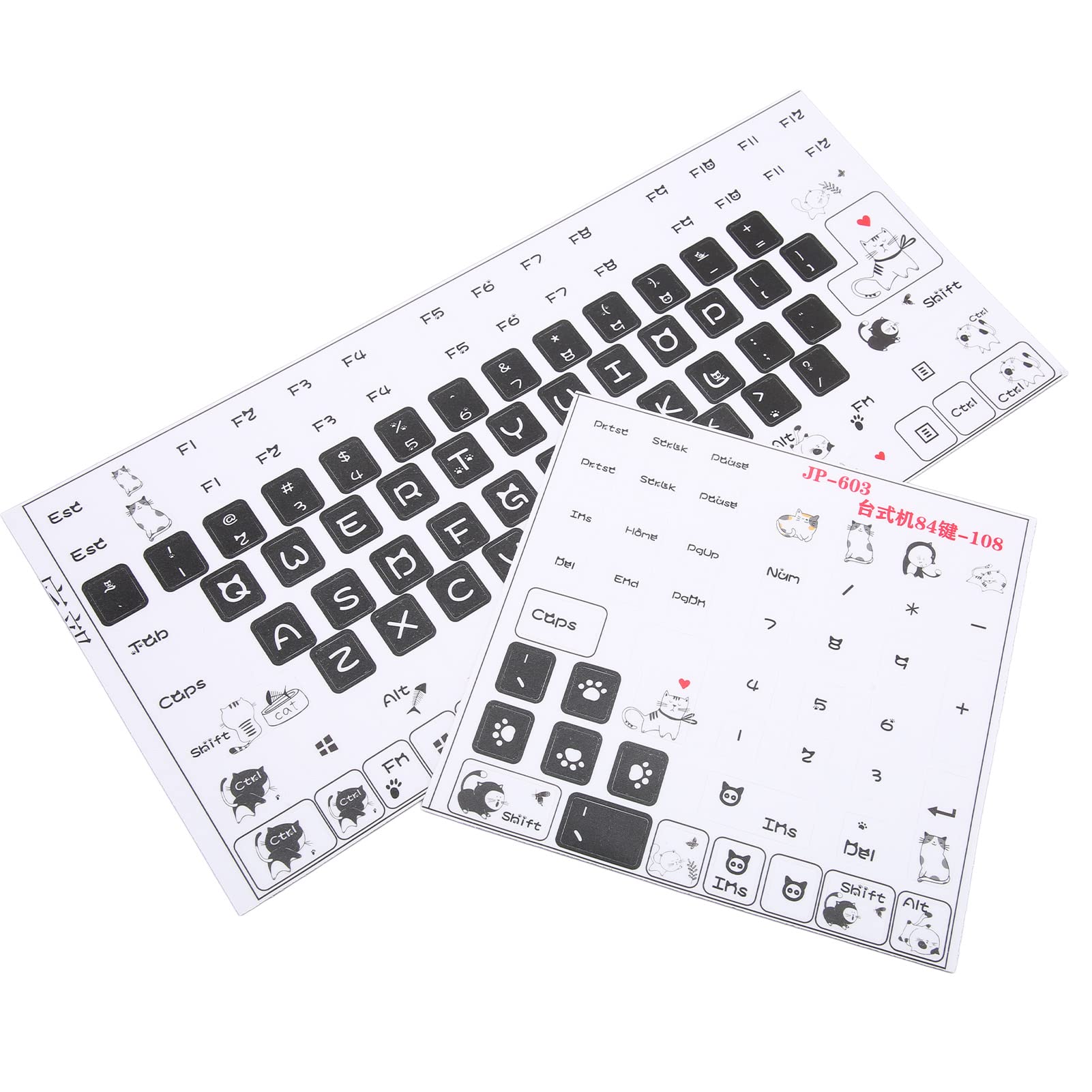 Dpofirs Universal English Keyboard Stickers - DIY Replacement Keycap Labels for 84-108 Key Keyboards | Cute Decorative Stickers for Office, Gaming & Typing | Perfect Gift for PC & Laptop Users