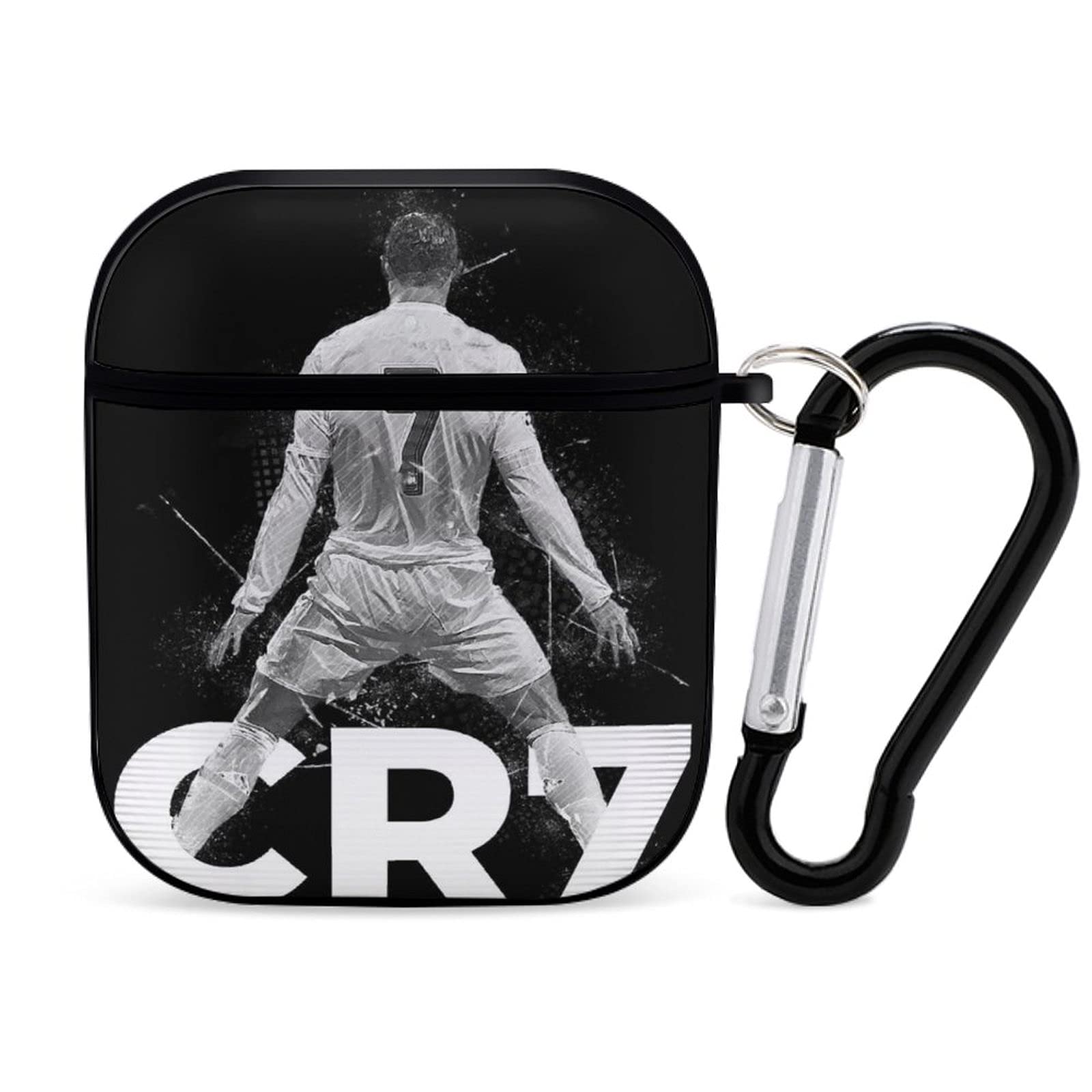 Cristiano Ronaldo CR7 Soccer Superstars AirPods Case for Apple AirPods 1 & 2 - Custom Printed Bluetooth Headset Cover with Keychain, Wired Charging Compatible - Perfect Gift for Football Fans & Sports Enthusiasts
