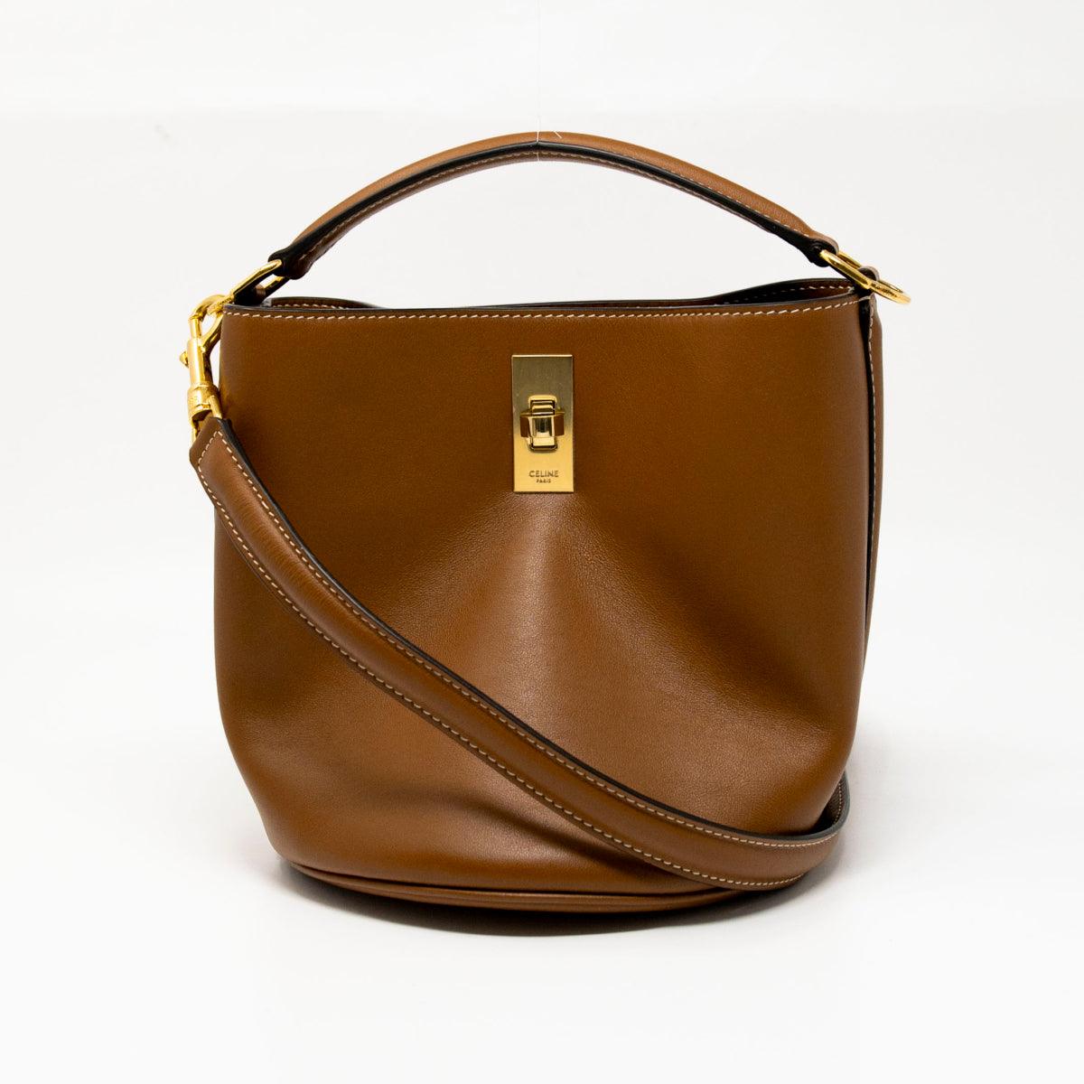 Celine Tan Teen Bucket 16 Bag - Genuine Leather Crossbody Shoulder Bag for Women | Perfect for Travel, Shopping & Everyday Use