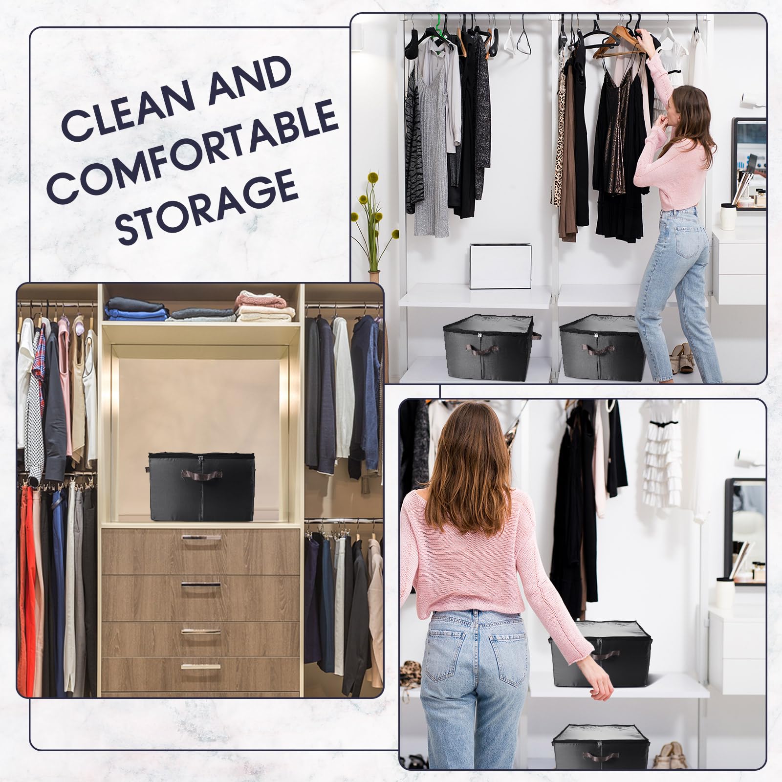 Berlune 2-Pack 40 Pair Shoe Storage Organizer - Collapsible Closet Shoe Boxes with Clear Cover & Adjustable Dividers | Space Saving Shoe Rack for Bedroom, Entryway & Closet Organization (Black)
