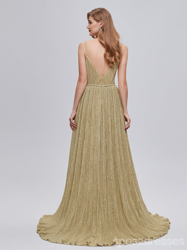 Elegant Spaghetti Strap A-Line V-Neck Long Prom Dresses for Women – Affordable Formal Evening Gowns for Homecoming, Wedding, and Special Occasions
