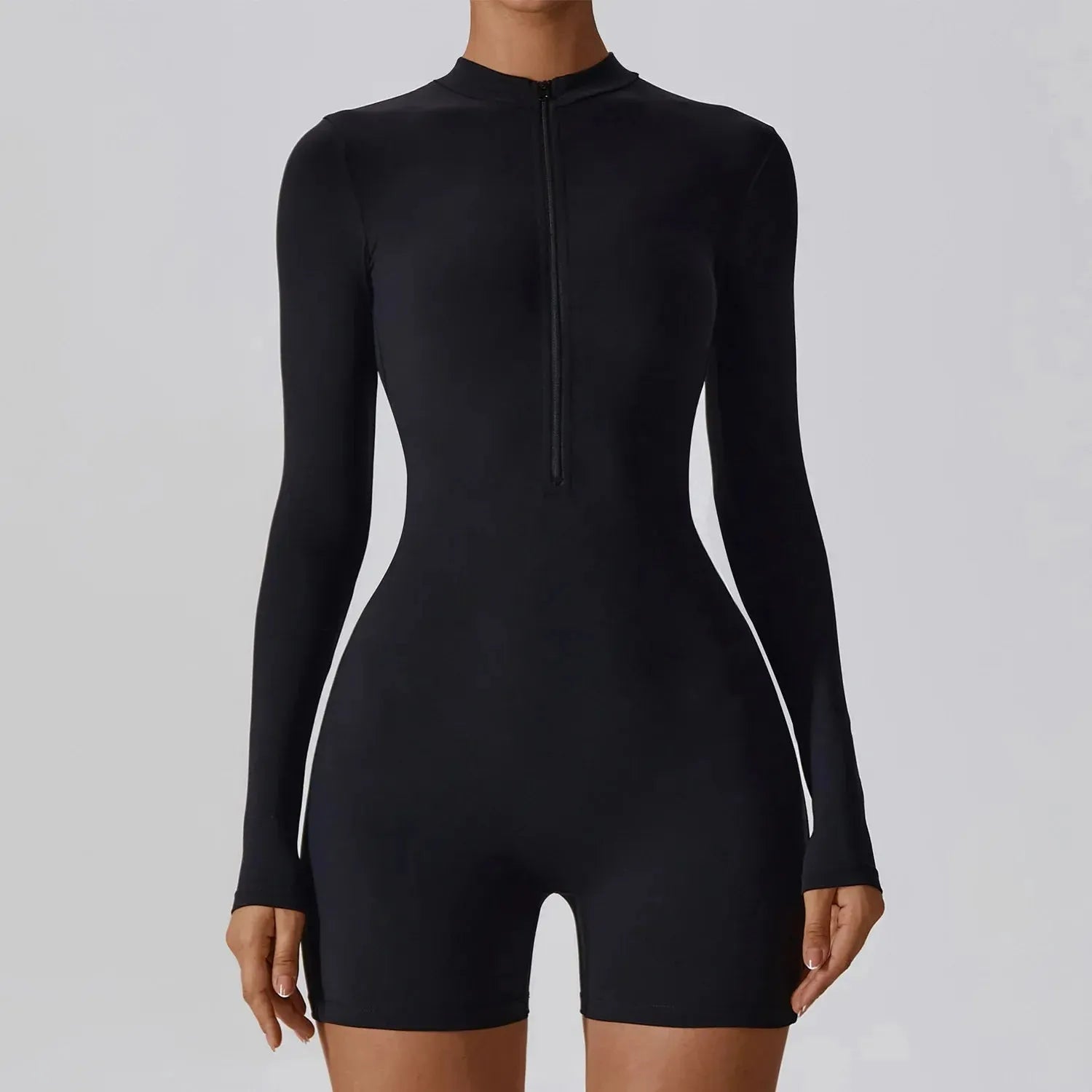 Women's Zipper Front Yoga Jumpsuit - Sweat-Wicking Fitness Bodysuit for Dance, Training & Gym Workouts | Comfortable Activewear for Yoga, Pilates & Exercise