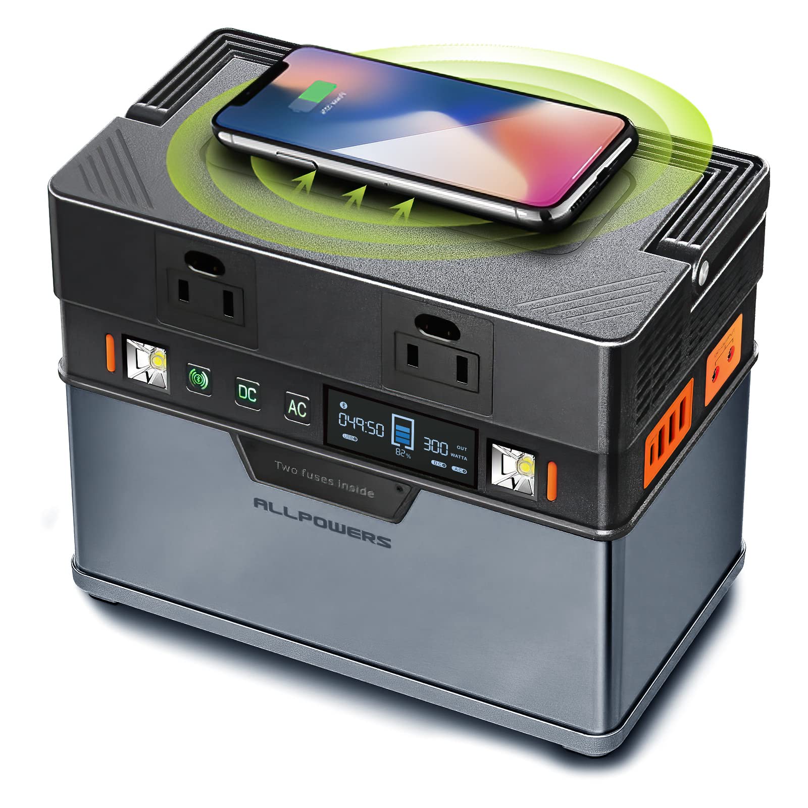 ALLPOWERS 78000mAh 300W Portable Power Bank with AC Outlet & Wireless Charger | 288Wh Solar Generator for Camping, Travel, Emergencies | Charges Laptops, iPhones, Samsung Galaxy, MacBook, iPad, Cameras, Drones