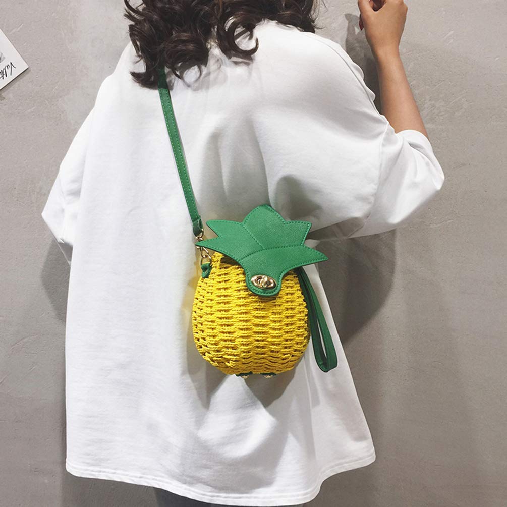 TONWHAR Women's Cute Pineapple Straw Handbag - Fashionable Crossbody Shoulder Bag for Women & Girls - Perfect for Beach, Summer Outfits, Vacation & Casual Daily Use