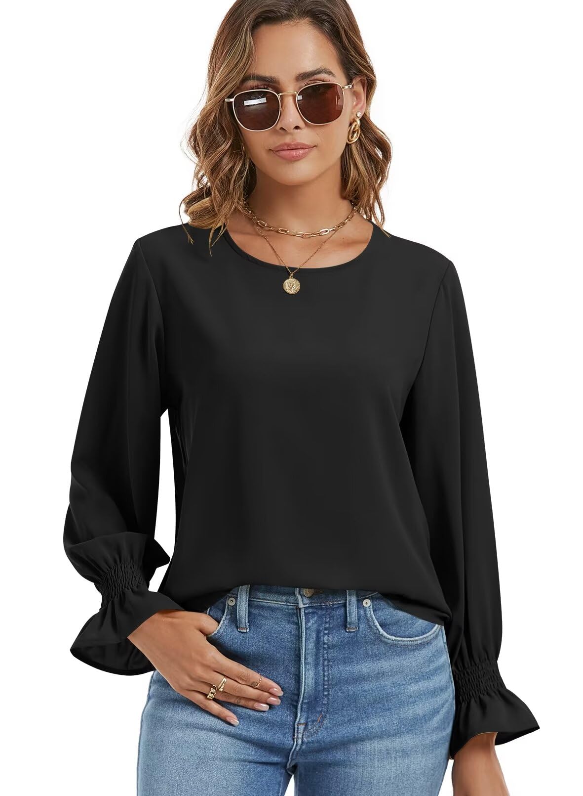 QACOHU Women's Color Block Leopard Print T-Shirt - Casual Long Sleeve Tunic Top for Women | Perfect for Everyday Wear, Office Outfits & Weekend Outings