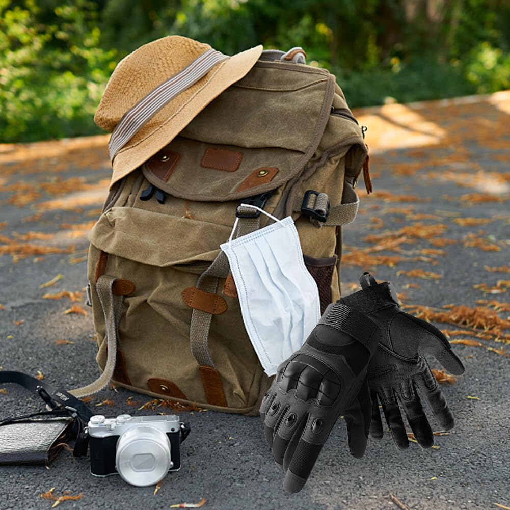 Men's Touchscreen Work Gloves with Knuckle Protection - Outdoor & Motorcycle Use