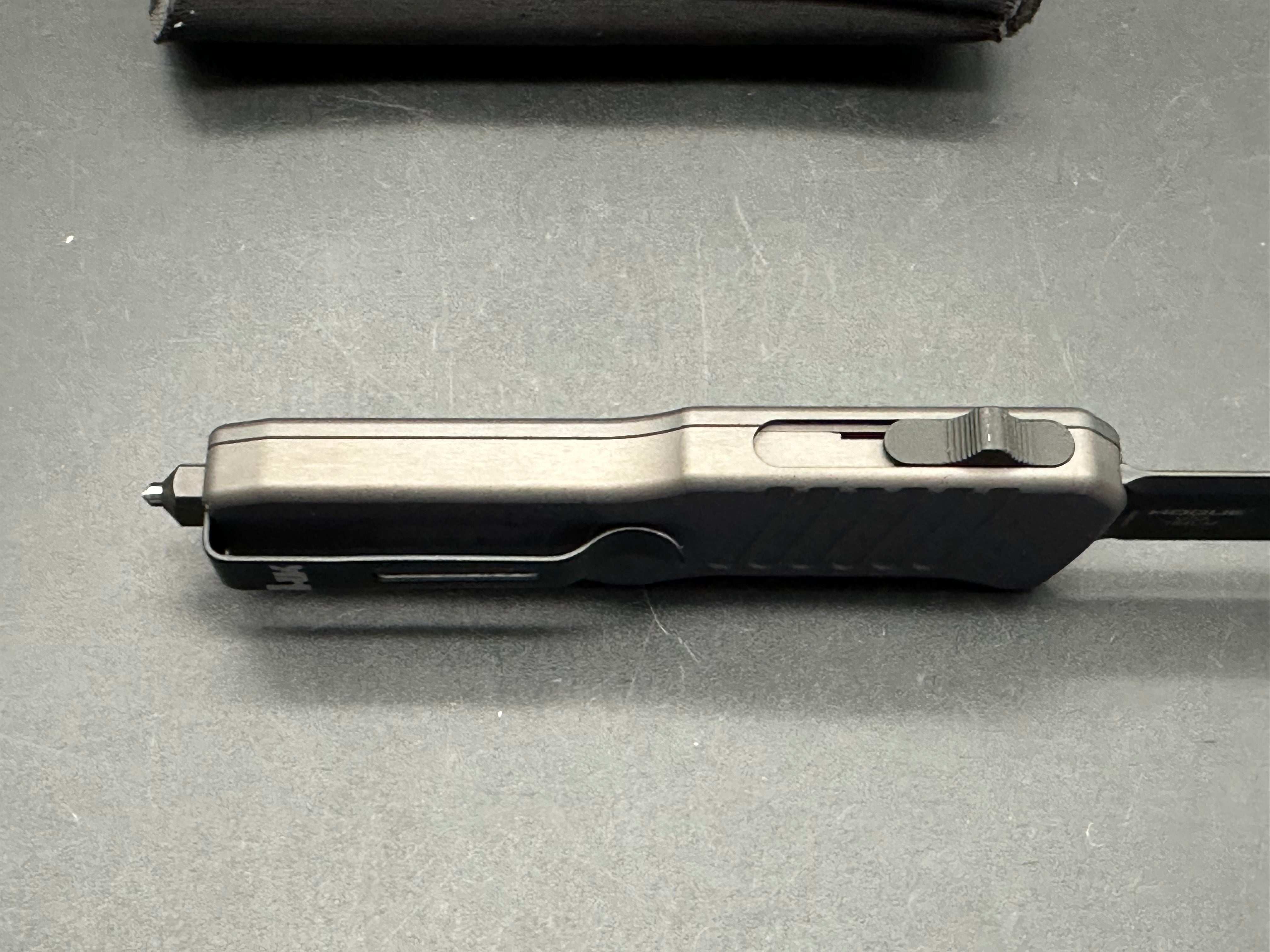 HK Mini Incursion OTF Automatic Tanto Knife - Gray Aluminum Handle with 3 Black Blades | Tactical EDC, Outdoor Survival & Everyday Carry Pocket Knife