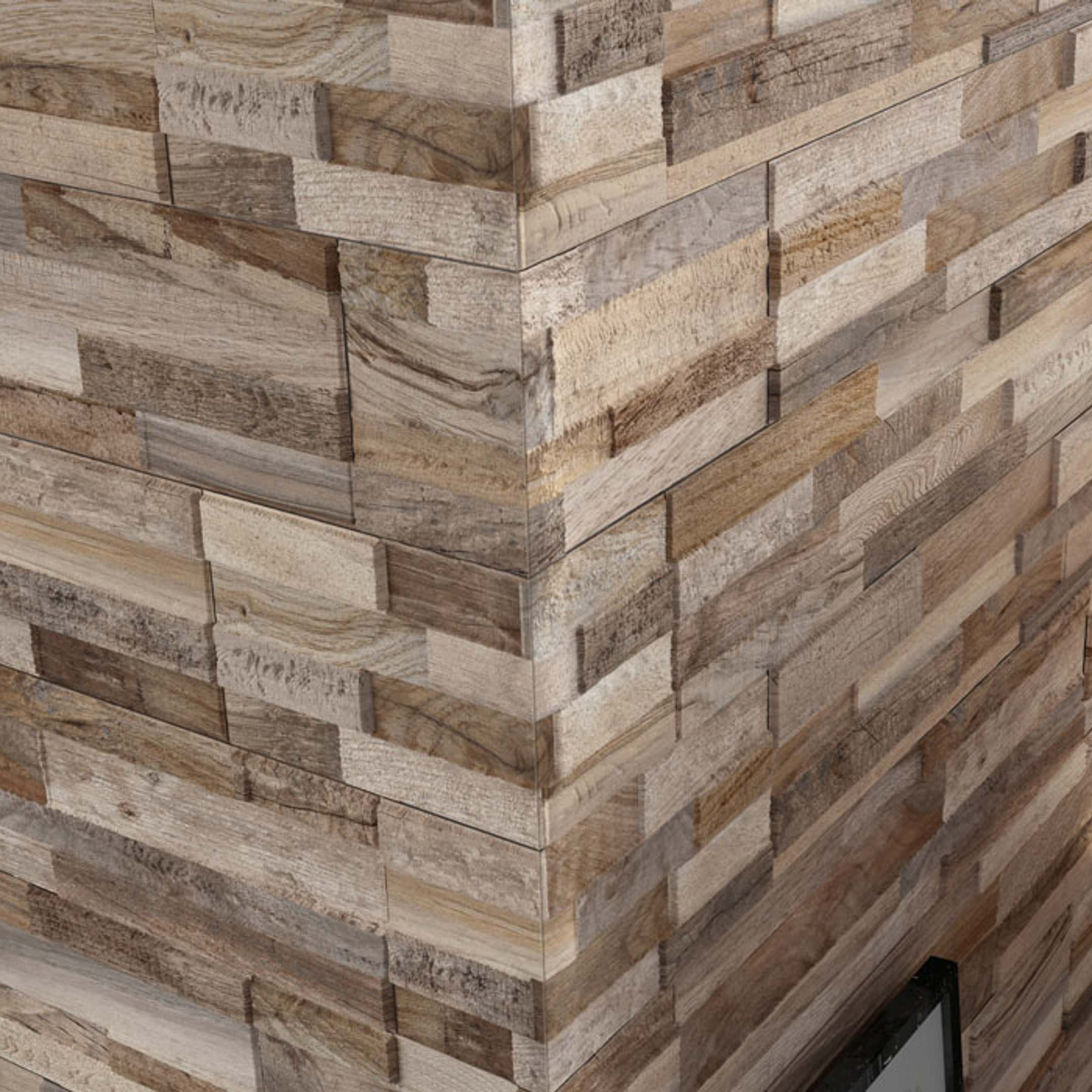 3D Wood Look Wall Art Panels - Rustic Ledger Panel Decor for Living Room, Bedroom & Office - Peel and Stick DIY Home Decoration