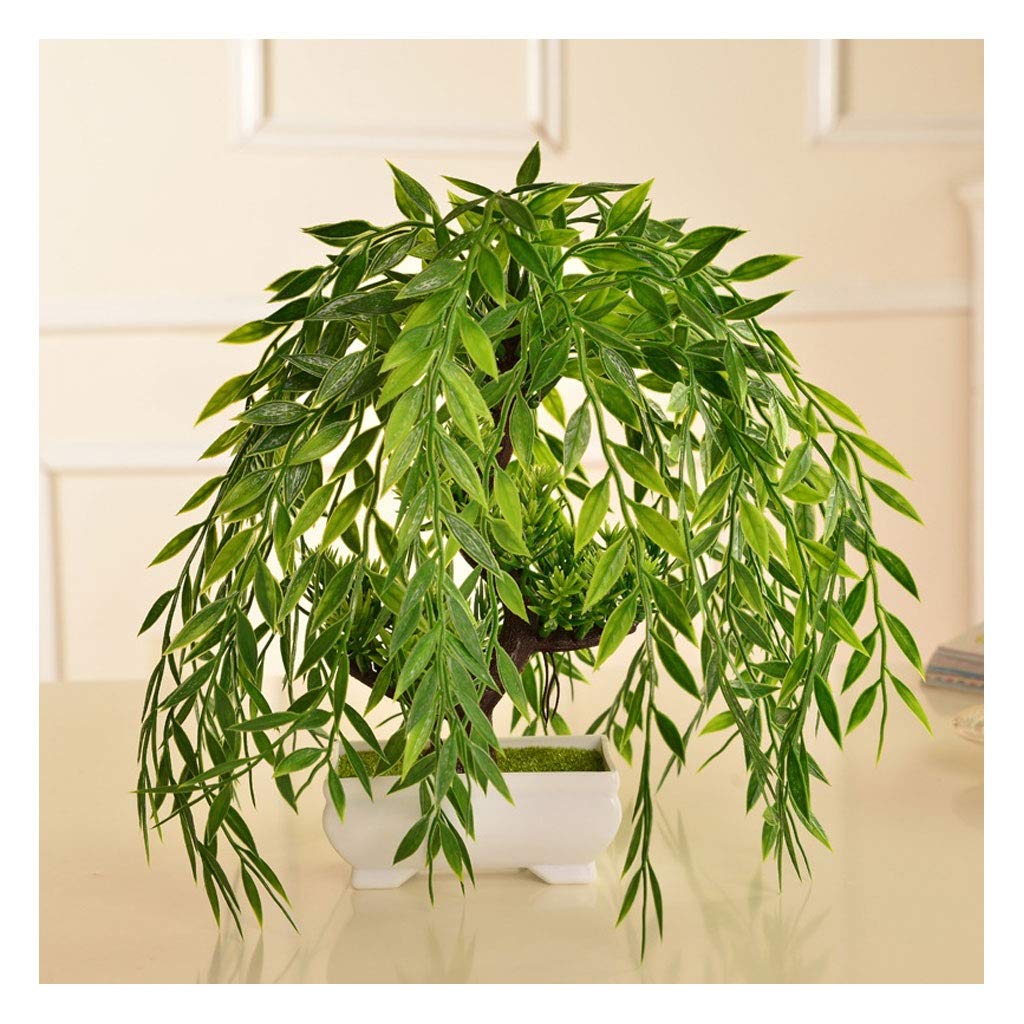 Artificial Bonsai Tree - Realistic Weeping Willow Fake Plant for Home & Office Decor, Desktop Display, Zen Garden - Perfect for Indoor Greenery, Feng Shui Decorations, and Japanese Style Interior Design