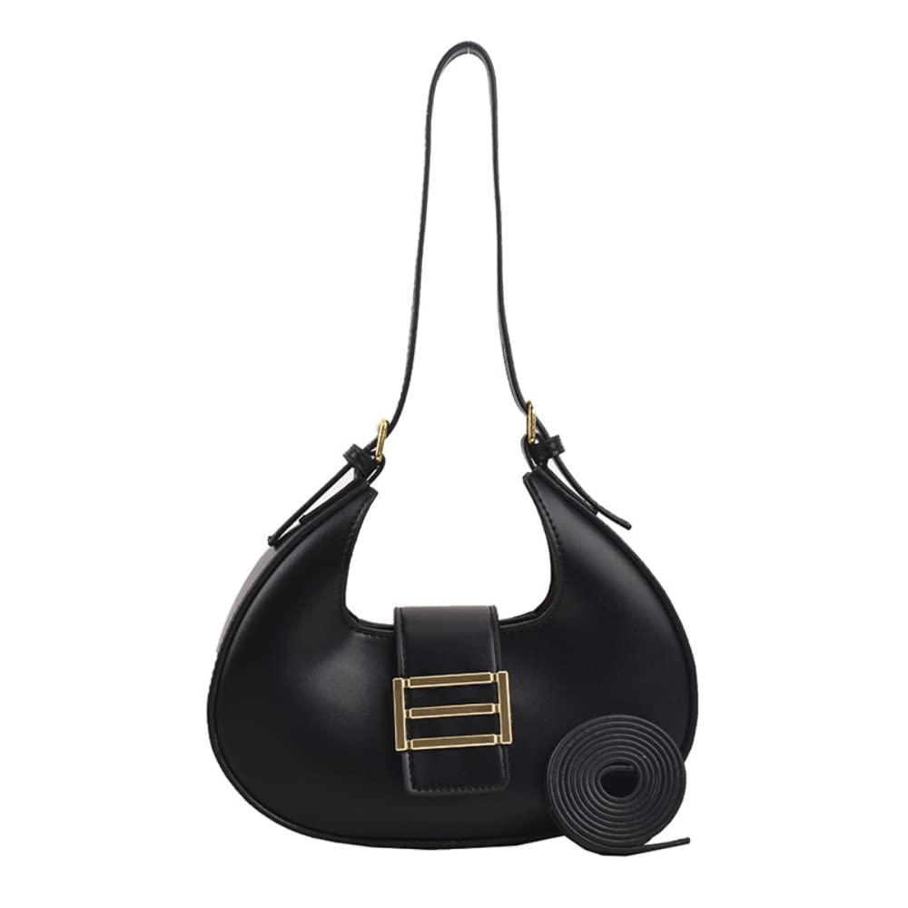 ALANLIN Women's Crossbody Bag - Vintage Retro Crescent Moon Shoulder Bag for Women, Small Leather Messenger Purse (Black) | Perfect for Daily Use, Travel, Shopping & Casual Outings