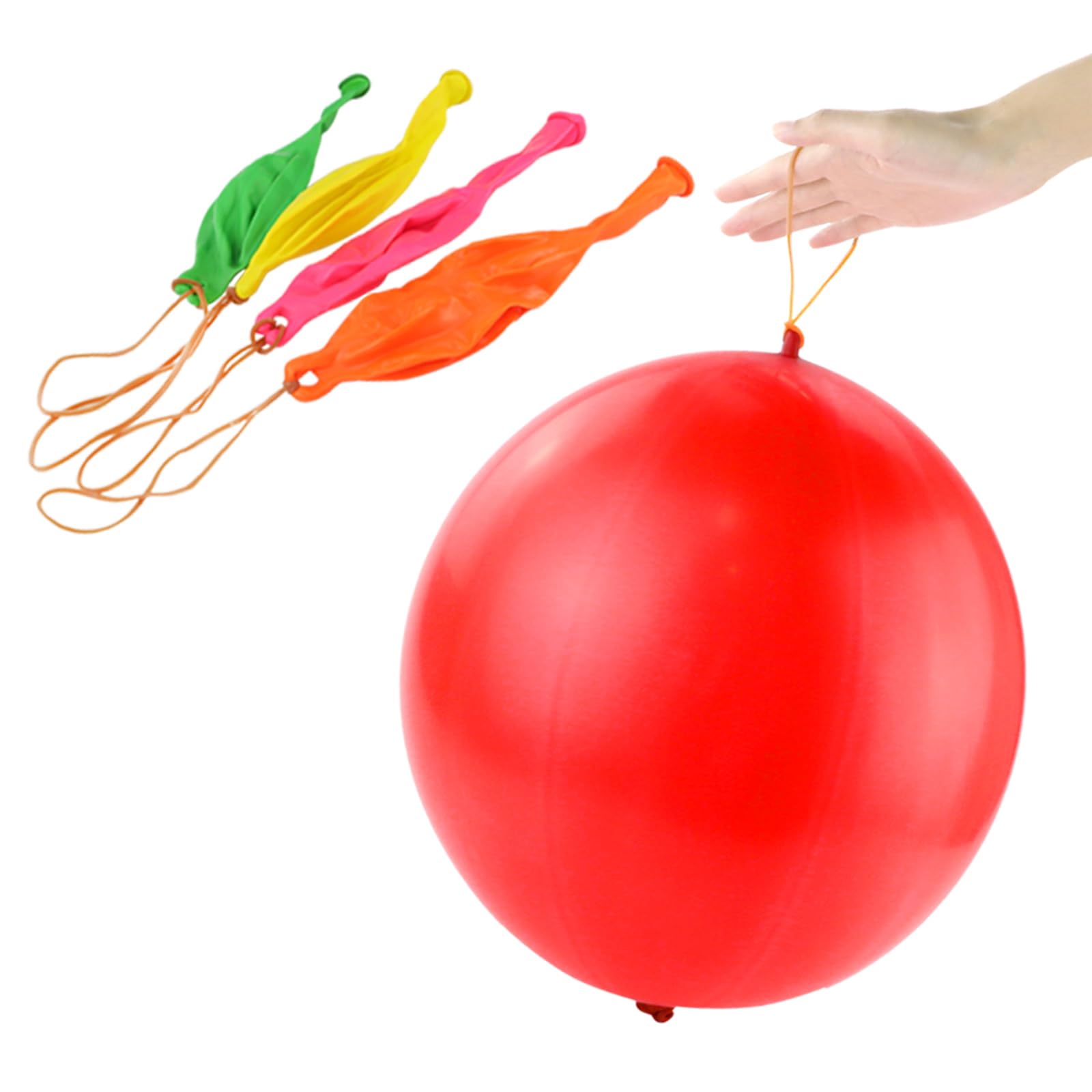 **RUBFAC 25-Pack Heavy Duty Punch Balloons for Kids - Durable Bounce Balloons with Rubber Band Handles - Perfect for Birthday Parties, Carnival Games & Stress Relief Activities**