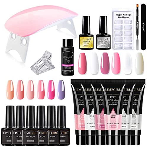Professional Manicure Kit with LED Nail Lamp, Nail Dryer, Drill Machine & Polygel Polish Set - Complete Soak-Off Nail Art Tools for Salon & Home Use (LH09-001)