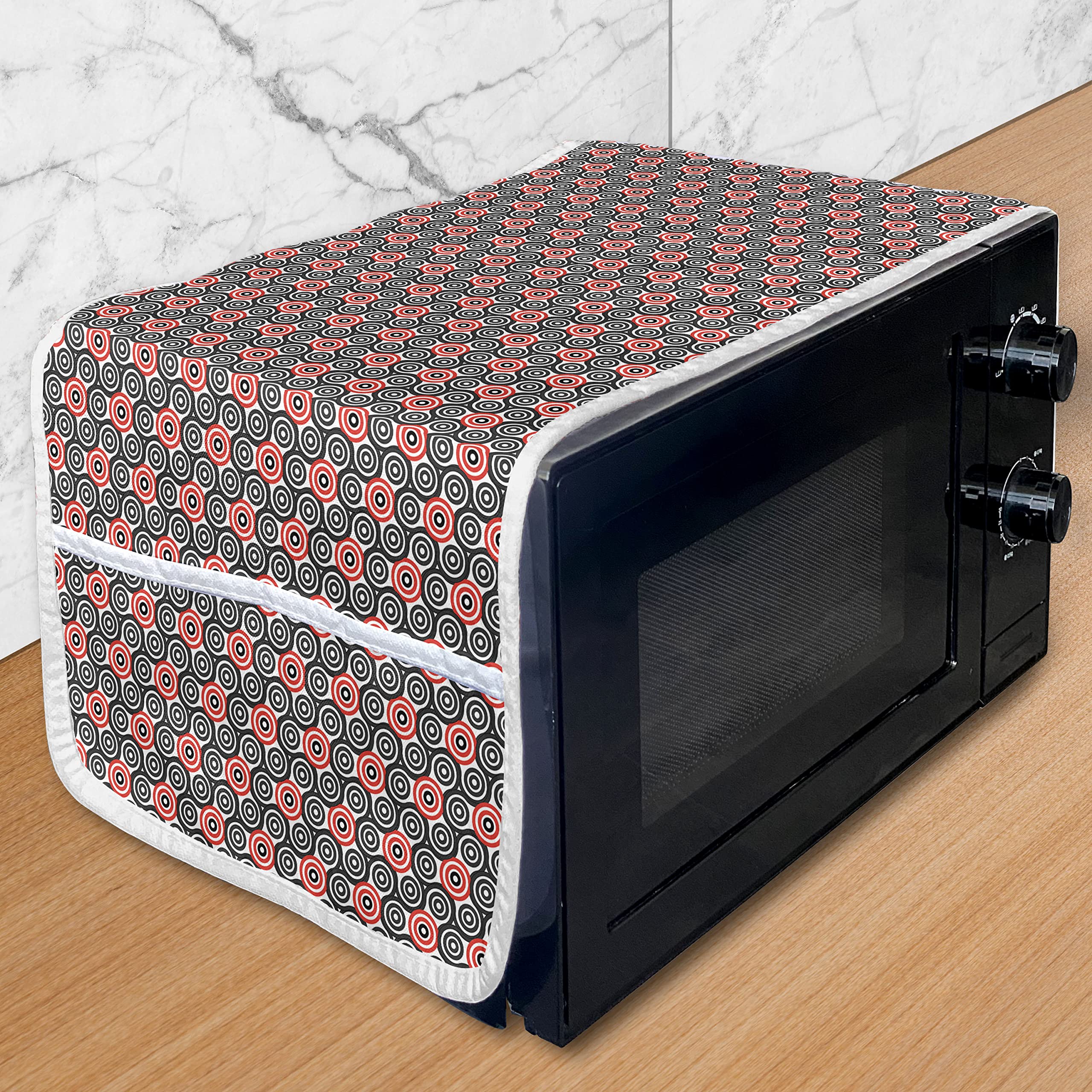 Ambesonne Geometric Circle Microwave Cover - Waterproof Kitchen Organizer with Pockets, 36