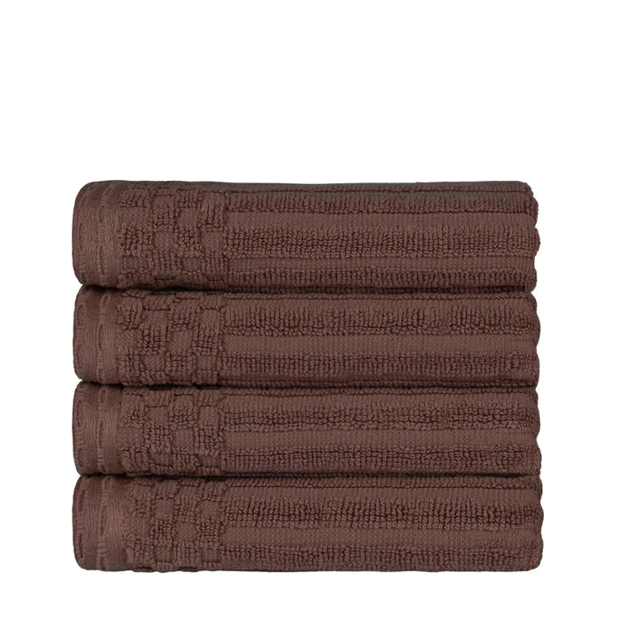 Premium Cotton Ribbed Textured Hand Towels - Ultra Absorbent 4-Piece Bath Towel Set for Kitchen, Bathroom & Gym - Soft Quick-Drying Guest Towels