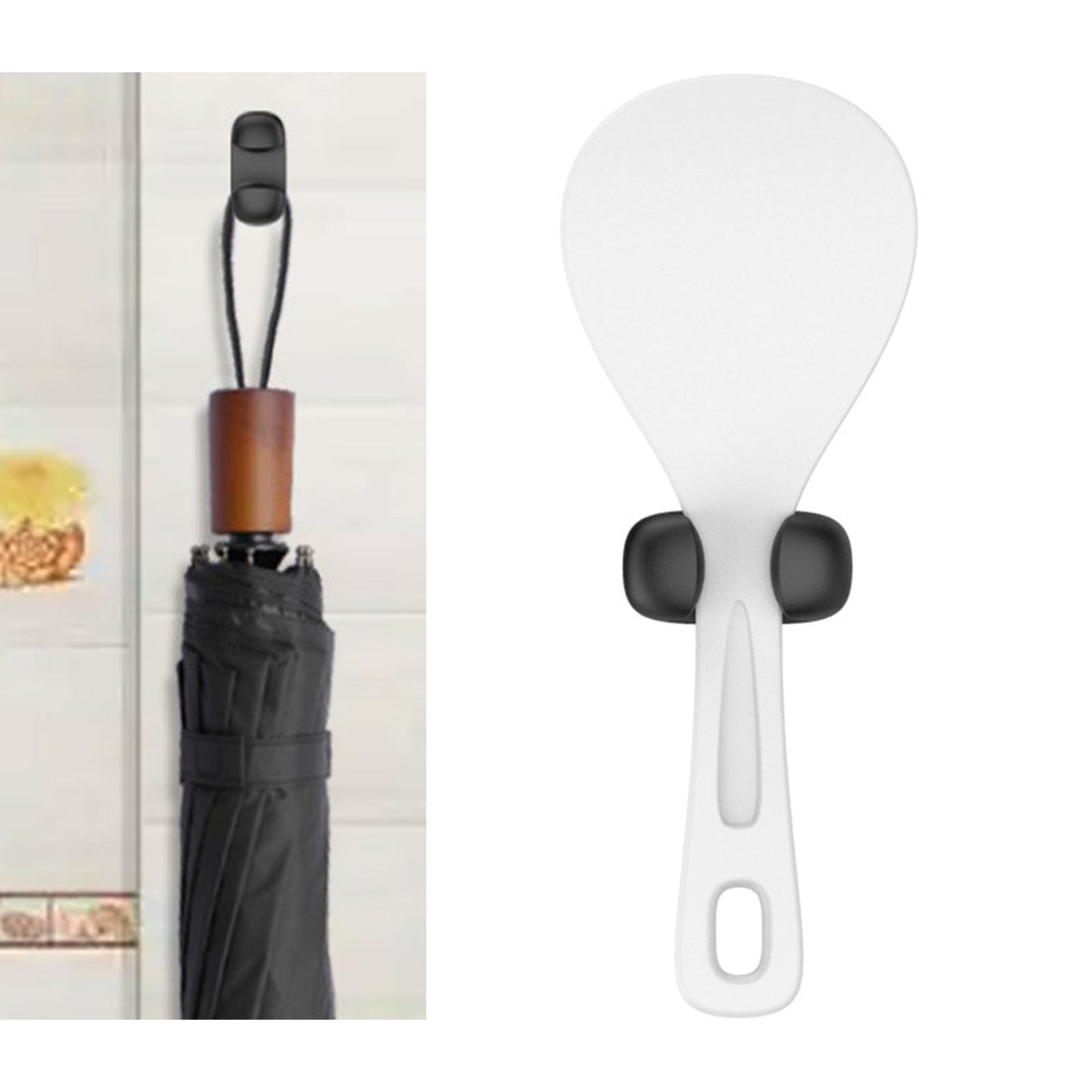 **Silicone Rice Scoop Clip Holder - Adhesive Spoon Rack for Kitchen, Wall Mounted Traceless Rice Cooker Spatula Storage & Towel Hooks - Perfect for Small Space Organization & Kitchen Accessories**    *(Use Case: Ideal for organizing kitchen utensils, saving counter space, and keeping rice scoops, spatulas, and towels within easy reach.)*