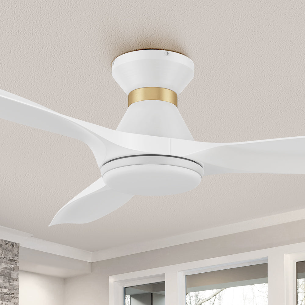 52 Inch Kore Low Profile Smart Ceiling Fan with LED Light and Remote Control - Perfect for Bedroom, Living Room, and Office Spaces