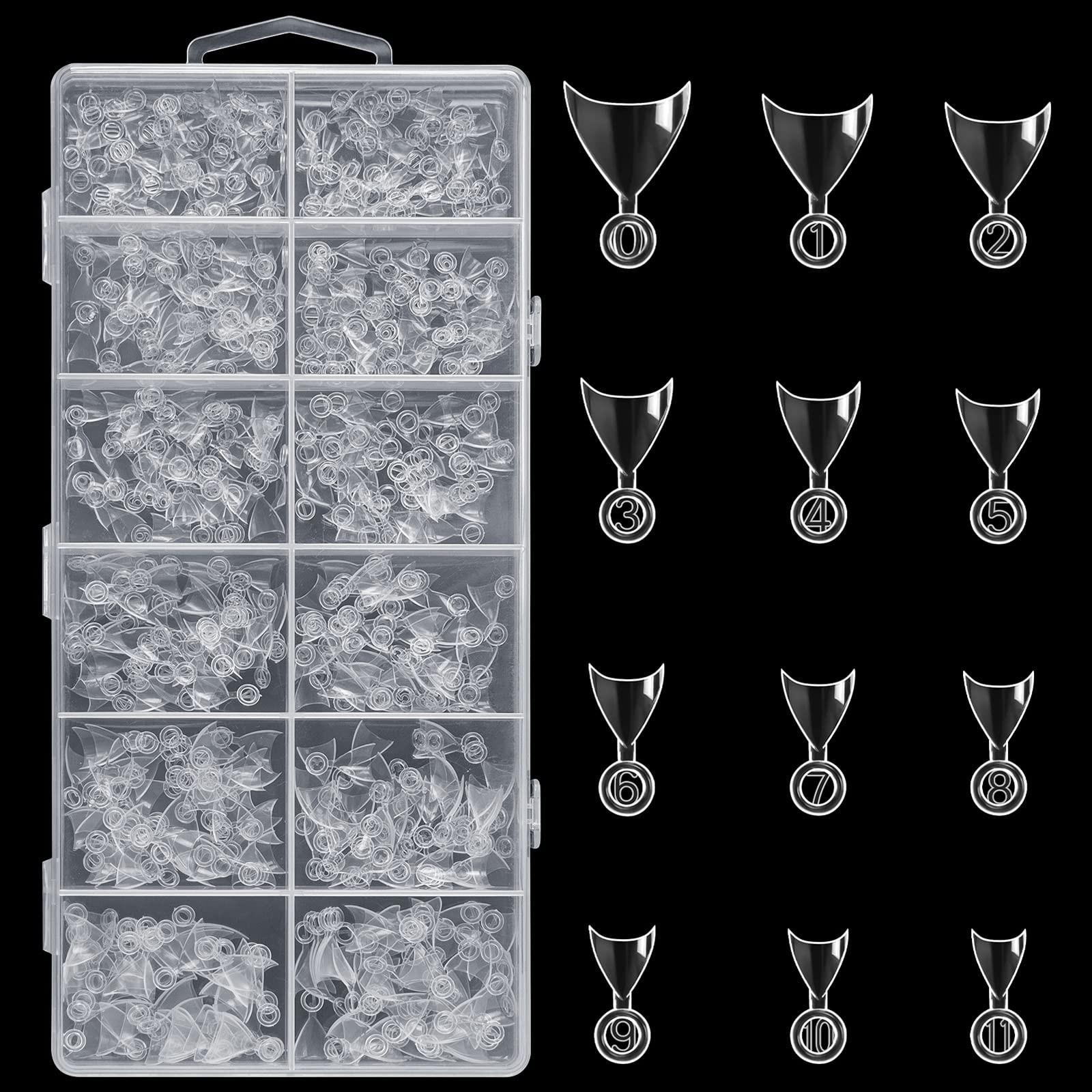 600Pcs Clear Acrylic Nail Tips - Stiletto French Fake Nails with Storage Box (12 Sizes) for DIY Nail Art - Perfect for Salon, Home Manicure & Nail Extension