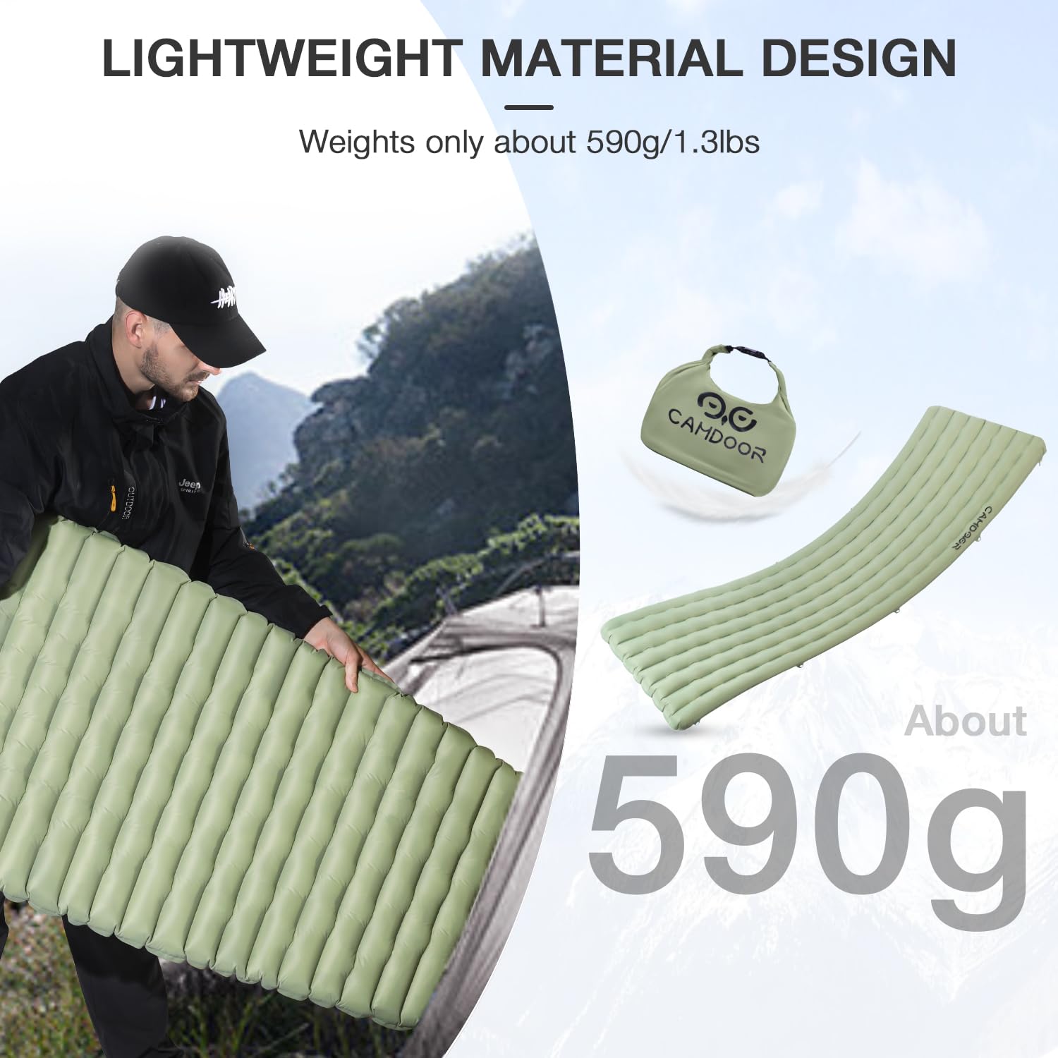 Ultralight Sleeping Pad for Camping - 6.8 R-Value Insulated Camping Mattress for Hiking, Backpacking & Outdoor Adventures | Patchable & Includes Inflatable Bag | Perfect for Cold Weather Camping & Backcountry Expeditions