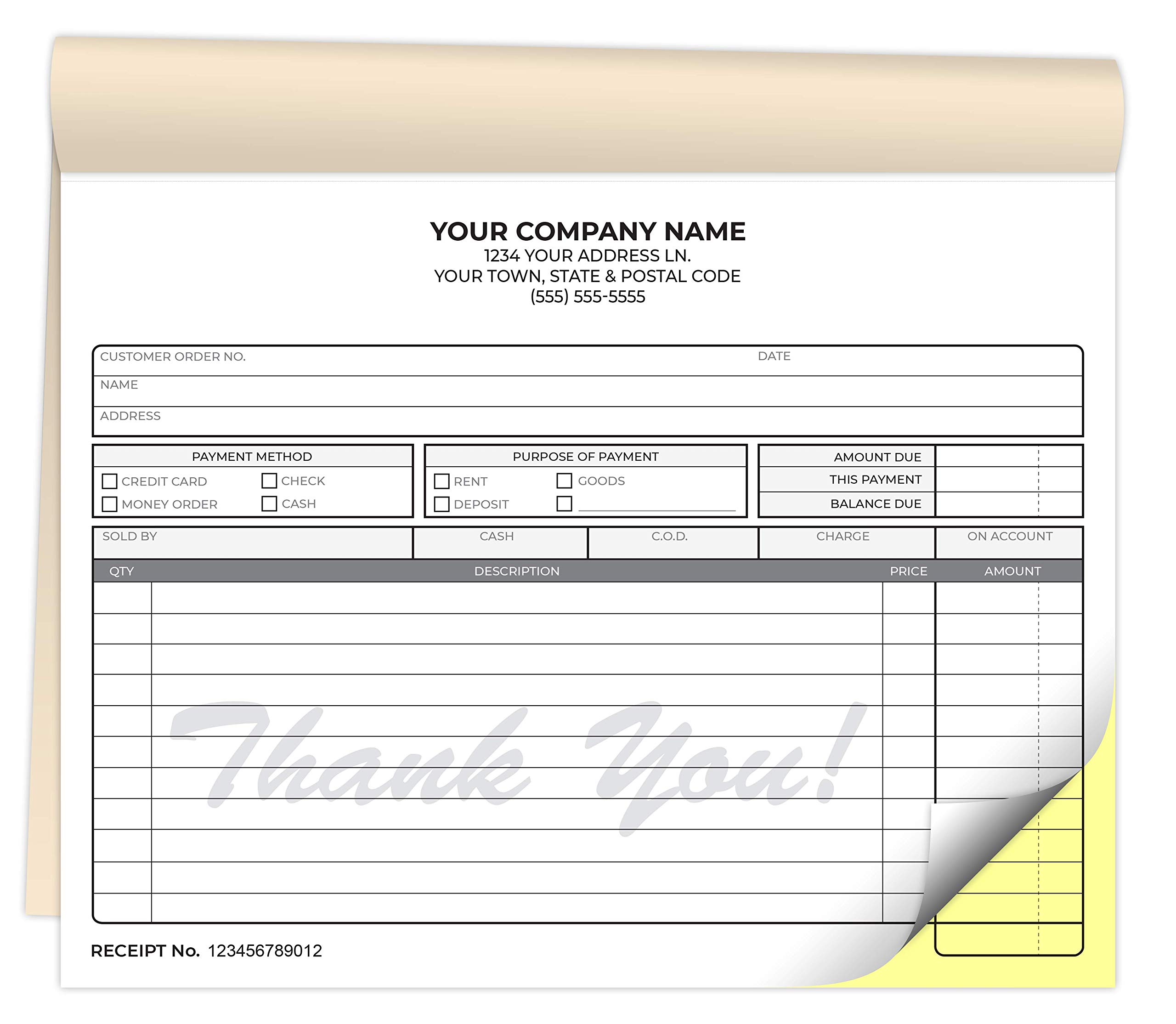 Custom Printed Carbonless Money Receipt Books 8.5