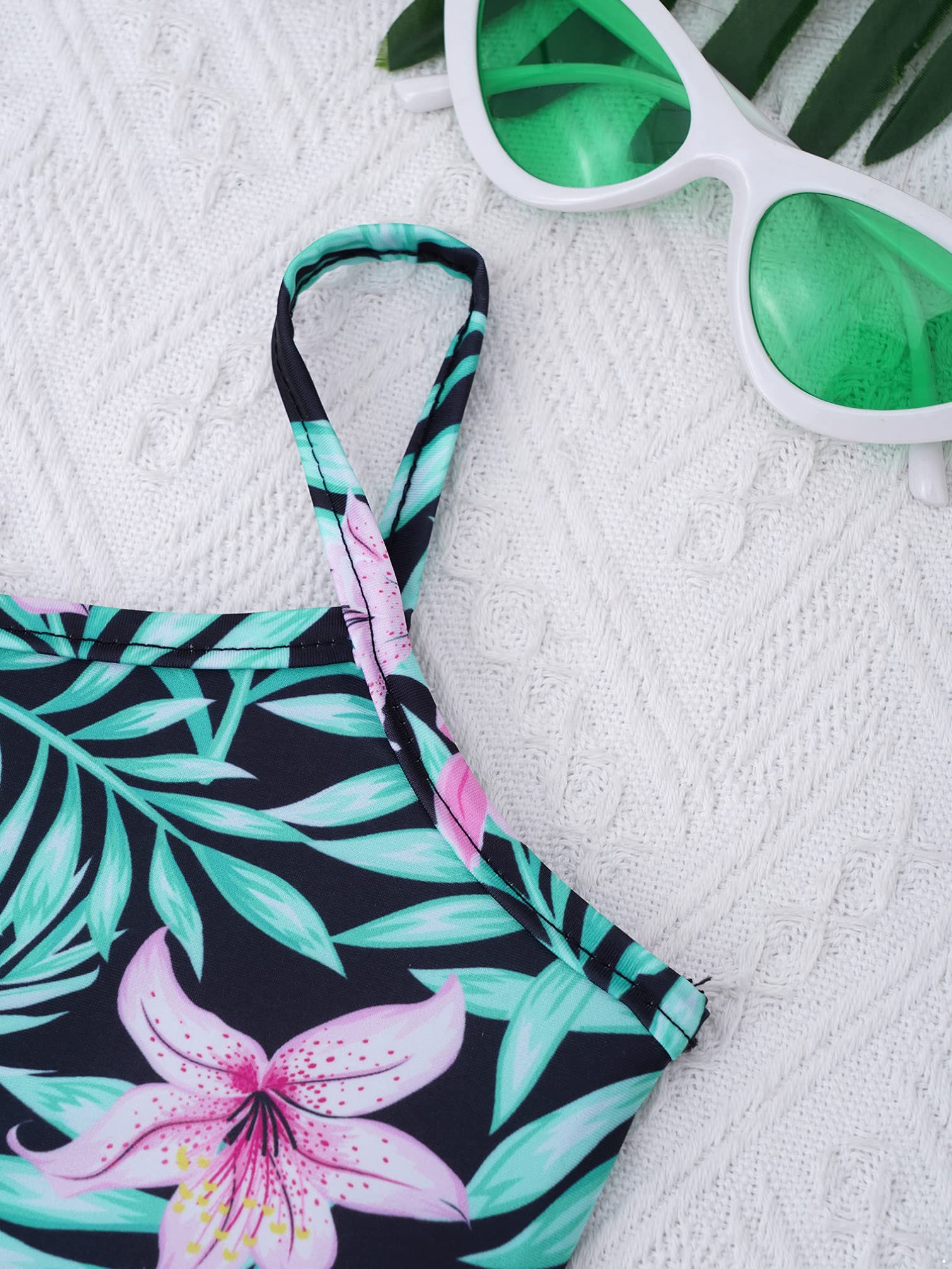 TiaoBug Girls' 2-Piece Swimsuit & Activewear Set - Crop Top & Shorts for Swimming, Dance, Sports, Gym, Yoga & Workout | Perfect for Beach, Pool & Fitness Activities