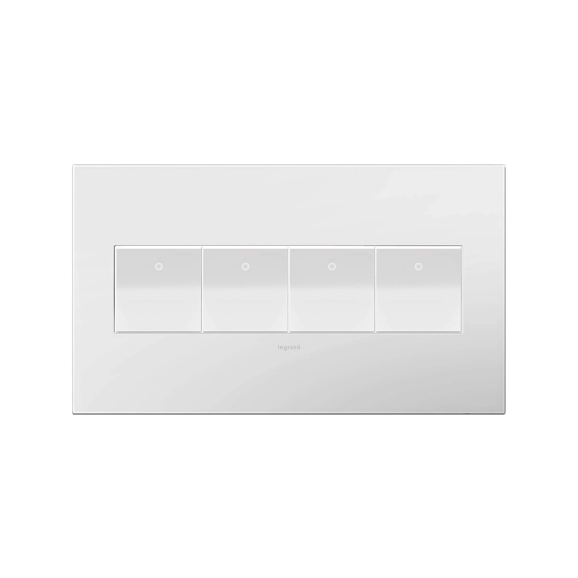 Legrand Adorne 4-Gang Wall Plate - 1 Pack, Gloss White-on-White - Decorative Outlet Cover for Home & Office Electrical Outlets - Perfect for Living Rooms, Bedrooms & Kitchens