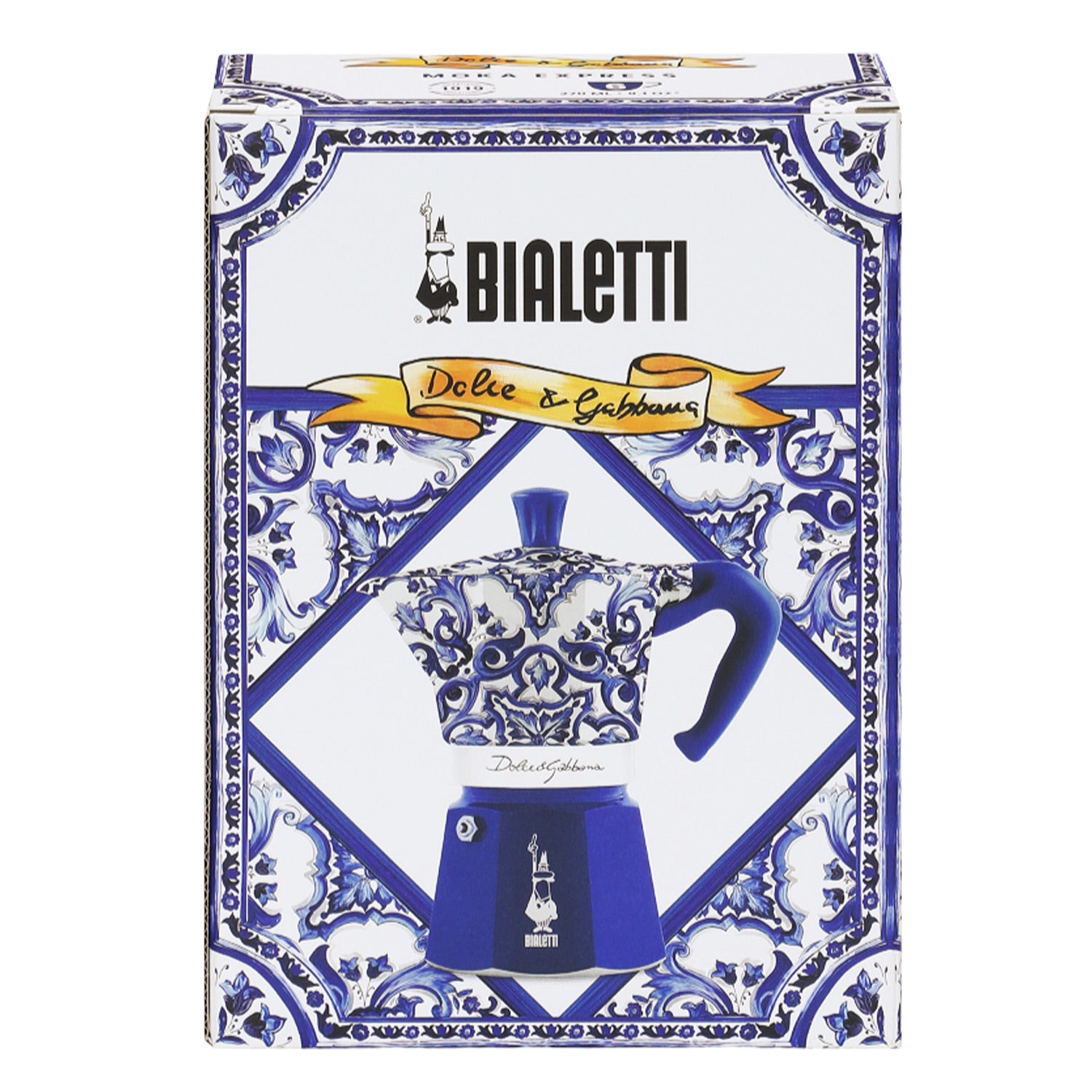Bialetti Dolce&Gabbana Moka Express Stovetop Espresso Maker - 6 Cup Italian Coffee Pot in Mediterranean Blue | Perfect for Home Brewing, Gifts & Italian Coffee Lovers