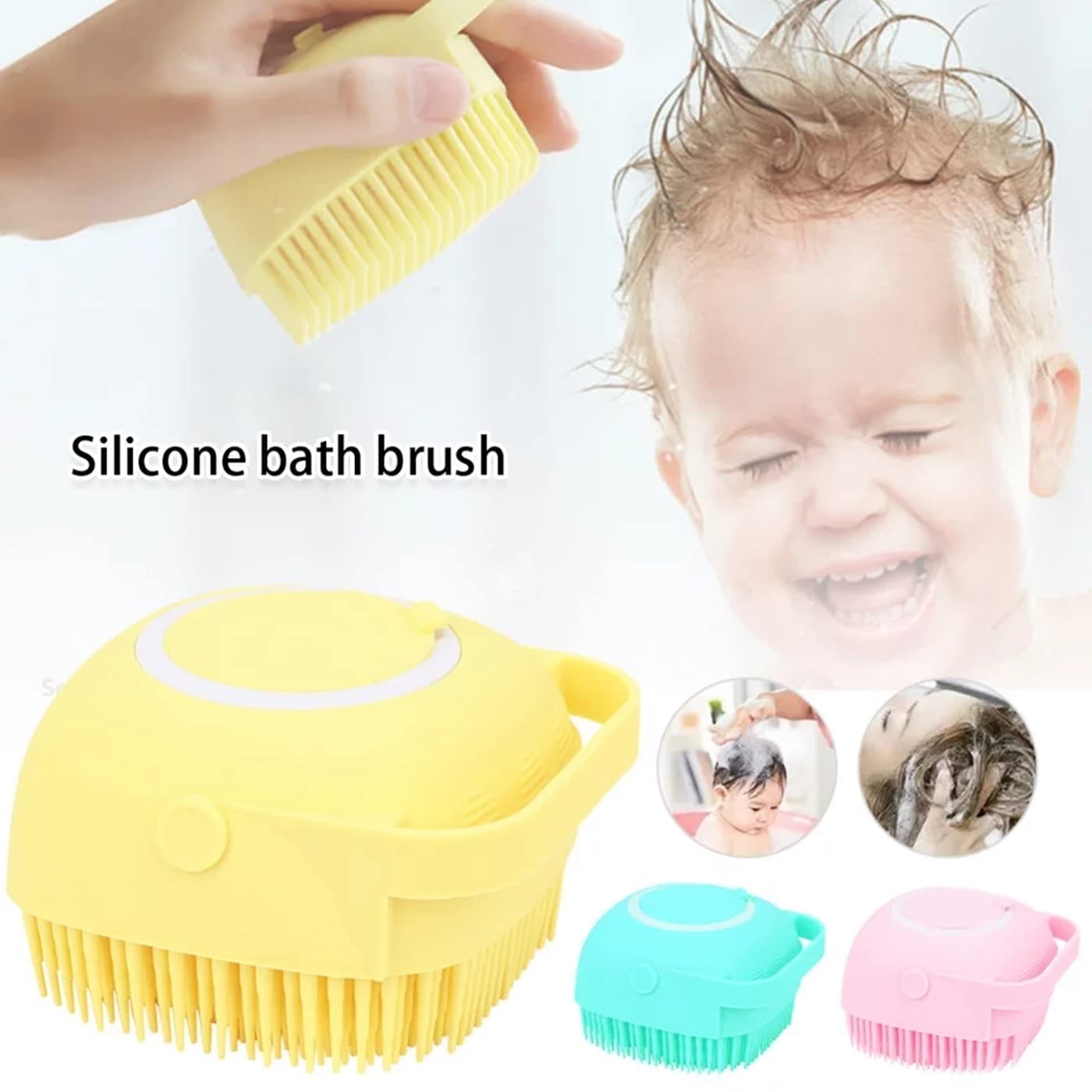 Silicone Bath Brush with Soap Dispenser - Exfoliating Body Scrubber & Massager for Shower, Spa, and Baby Bath - Soft Skin Care Brush for Adults and Kids
