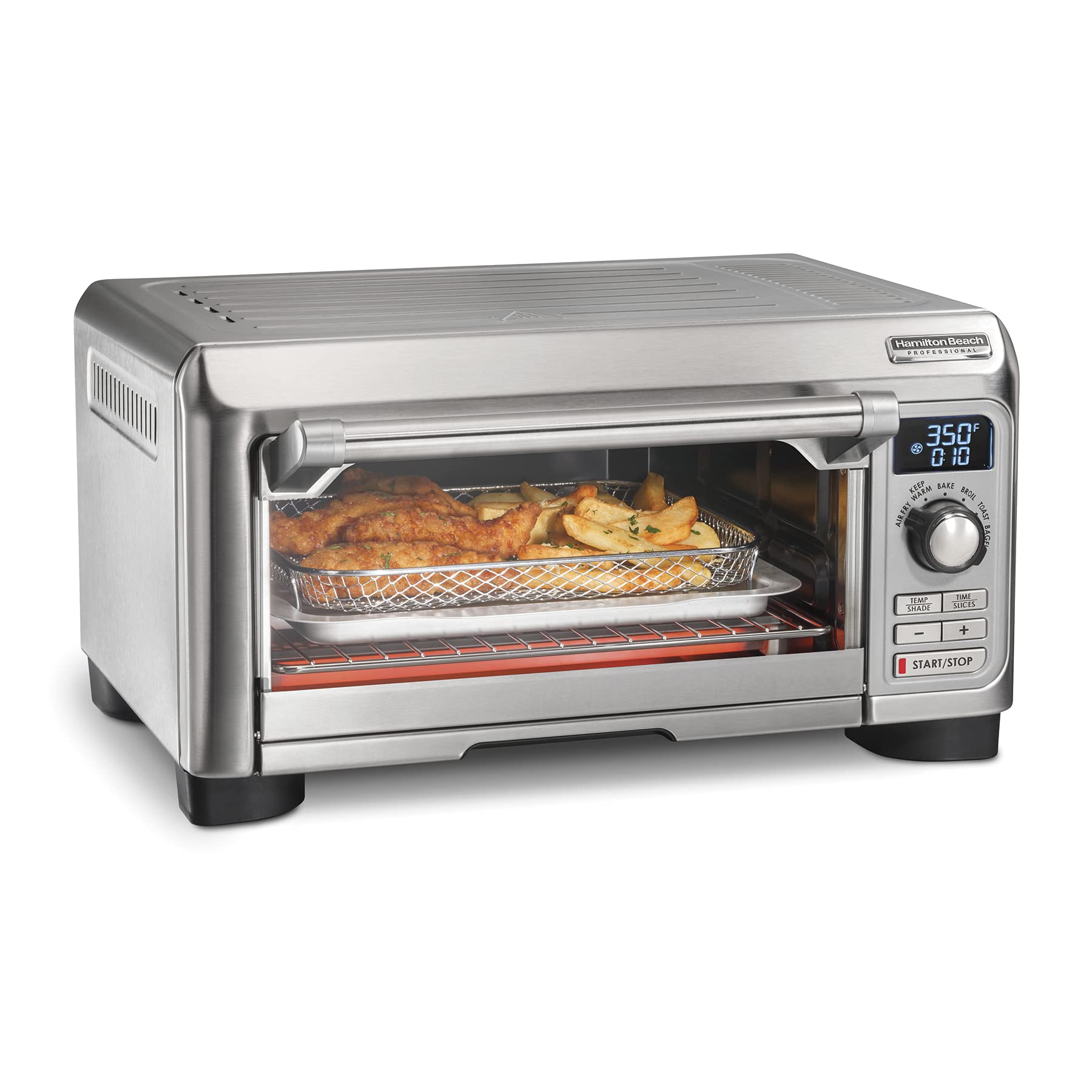 Hamilton Beach Professional 6-in-1 Digital Air Fryer Toaster Oven Combo - 1500W, 10-inch Pizza & 4-Slice Capacity, Stainless Steel (Model 31241) - Perfect for Baking, Roasting, Air Frying & Family Cooking