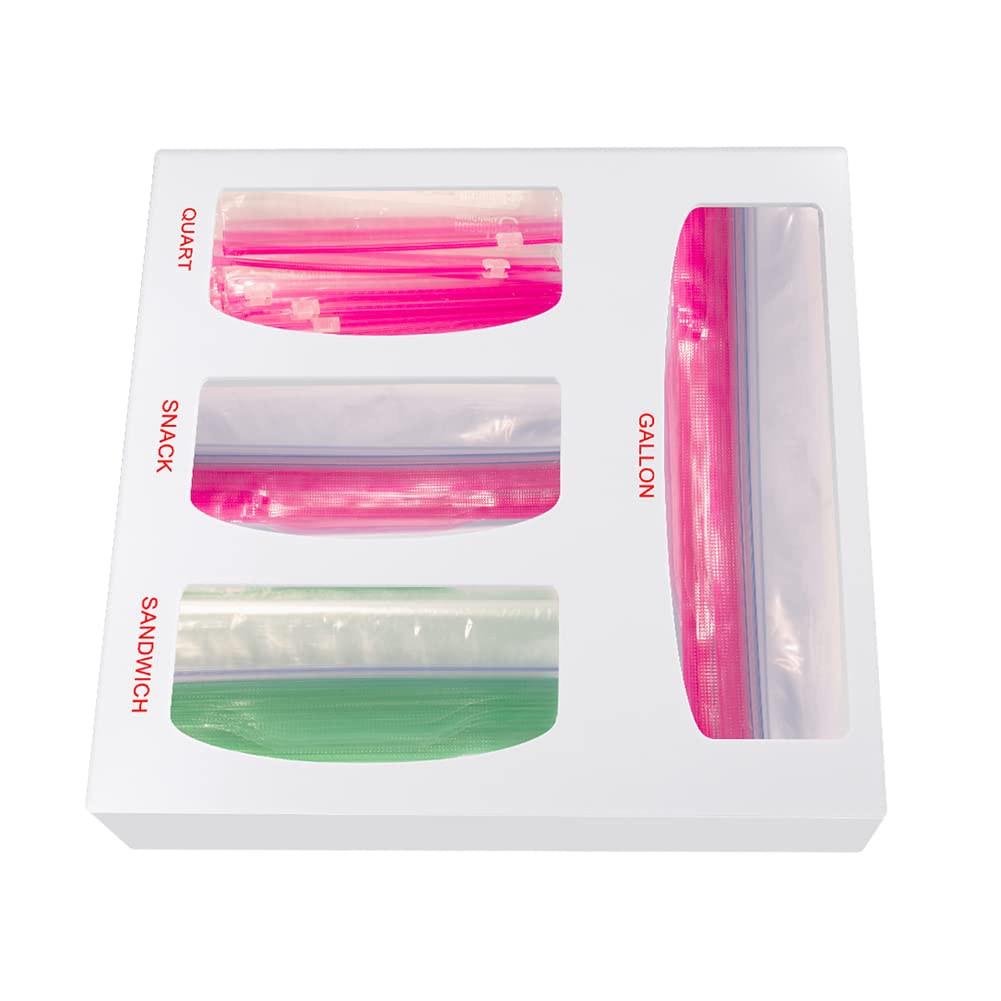Sumerflos Acrylic Ziplock Bag Storage Organizer - Clear Plastic Drawer Holder for Gallon, Quart, Sandwich, Snack & Freezer Bags - Kitchen & Pantry Organization Solution - Perfect for Home, Office & Travel Use