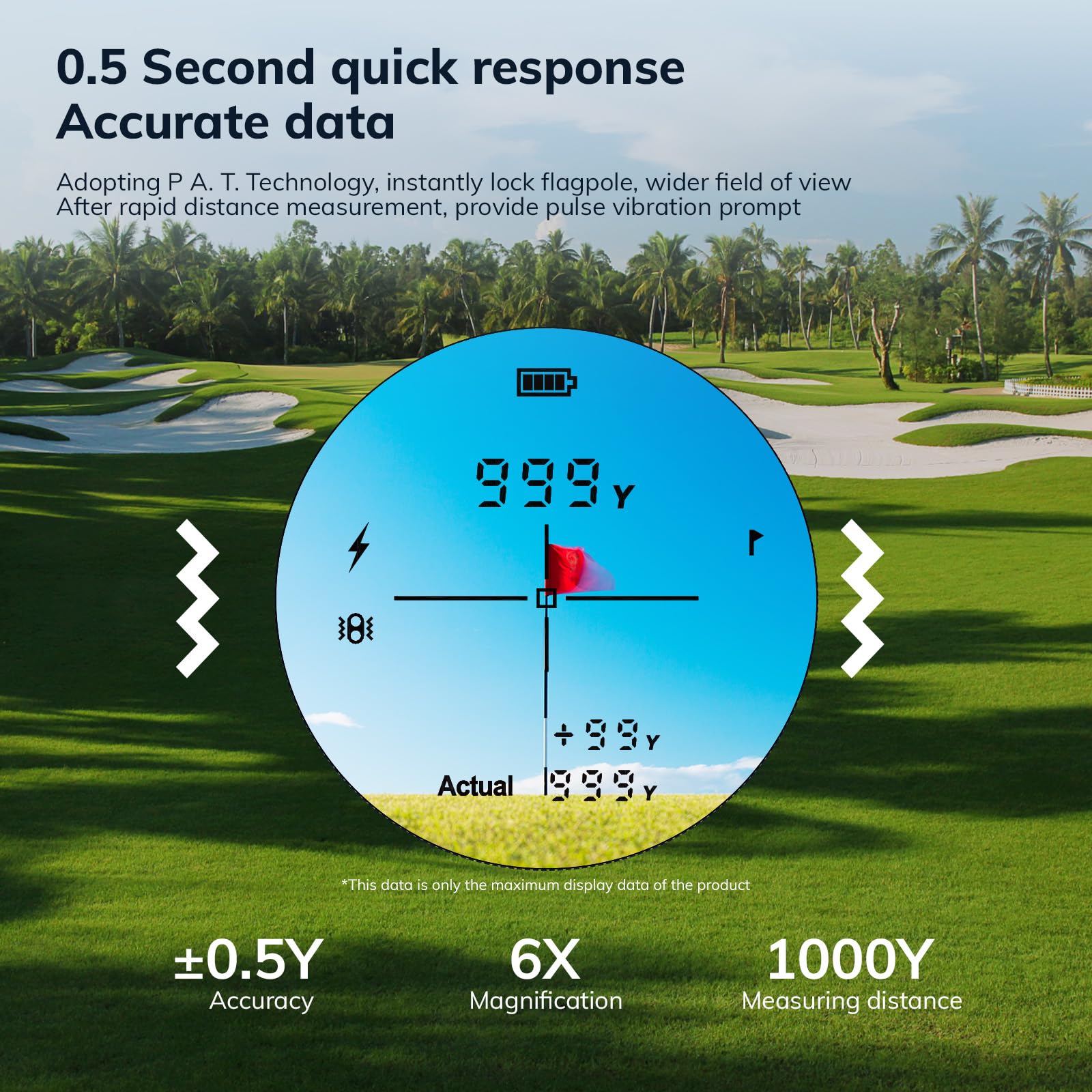 **High-Precision Mini Golf Rangefinder with Slope & Flag Lock - 6X Magnification, 1000 Yards Range, Rechargeable & Tournament Legal - Perfect for Golf Practice, Tournaments & Outdoor Adventures**