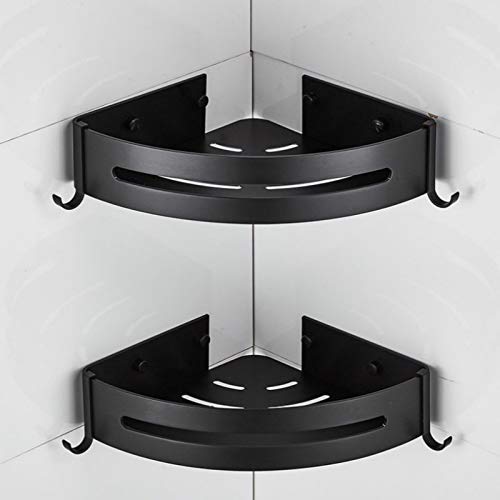 Black Aluminum Wall Mount Corner Shower Shelf - Space Saving Bathroom Storage Rack for Shampoo, Soap & Toiletries | Perfect for Small Bathrooms, Showers & Apartment Living